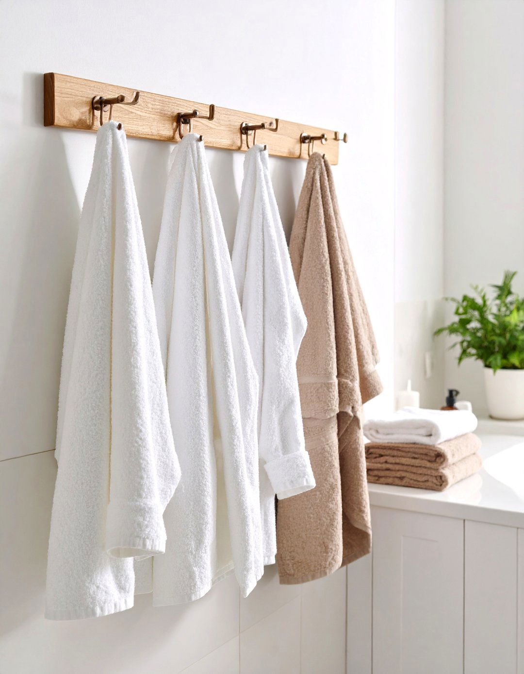 Wall Mounted Hook System to Maximize Order - 20 Guest Bathroom Ideas