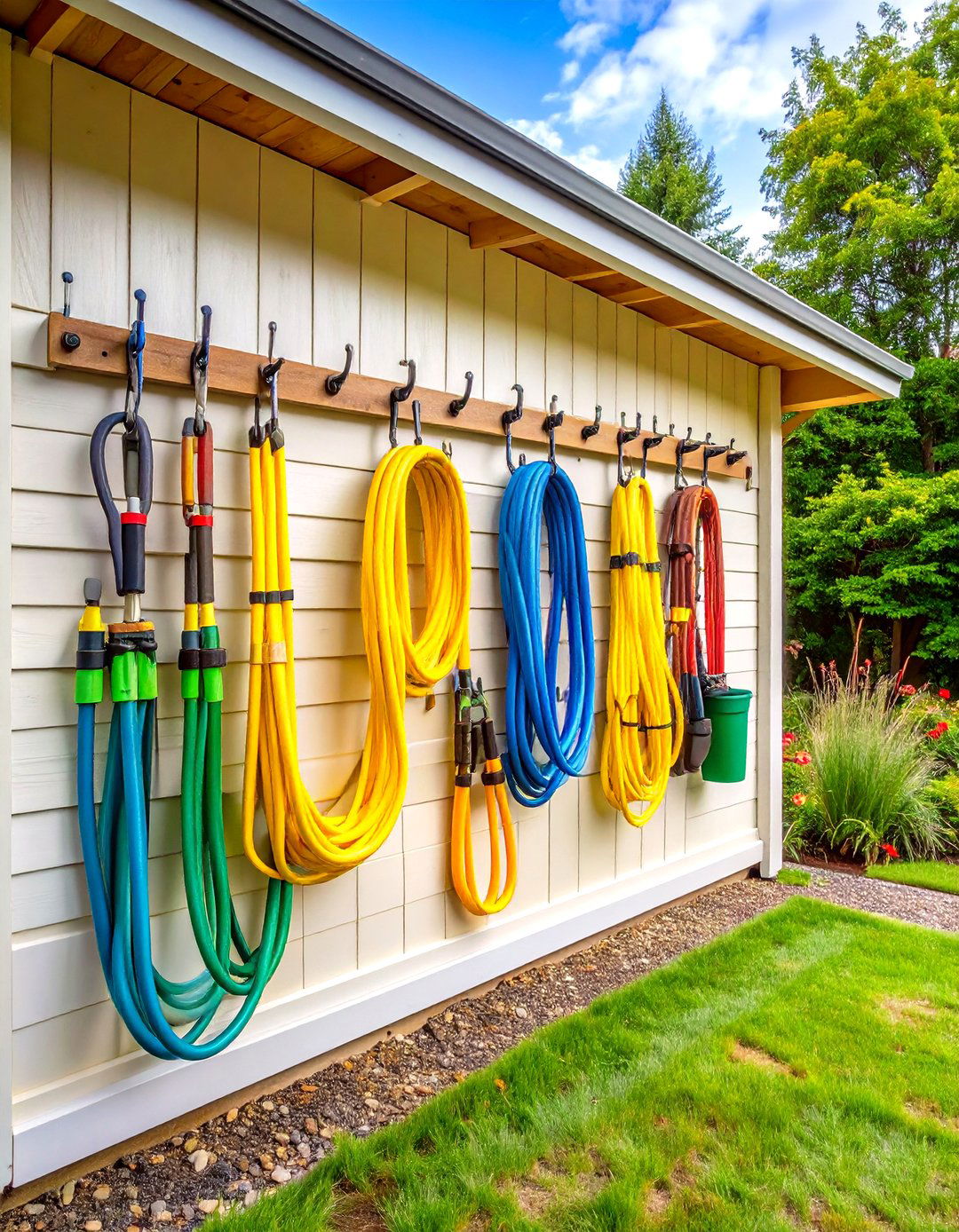 Wall Mounted Hooks and Racks - 20 Shed Organization Ideas