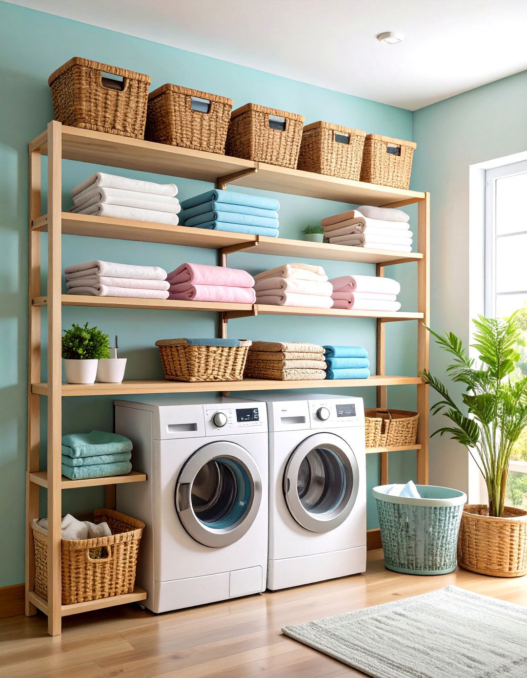 Wall Mounted Laundry Basket Storage Rack - 20 Laundry Basket Storage Ideas