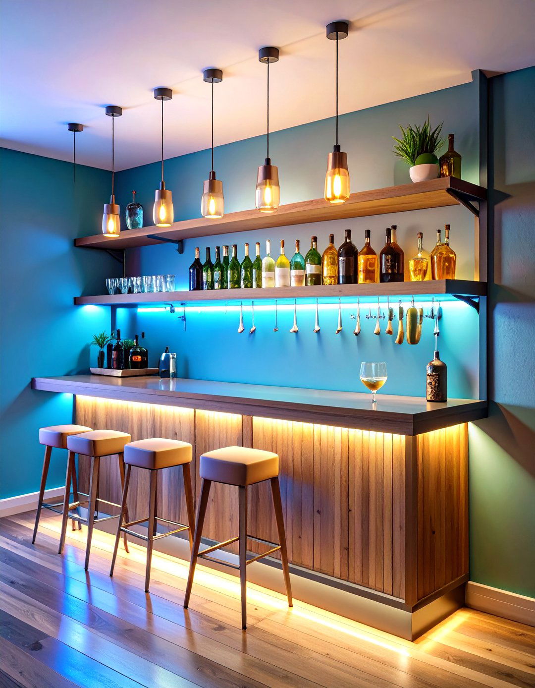Wall Mounted Mini Bar Shelf System - 20 Mini Bar Ideas