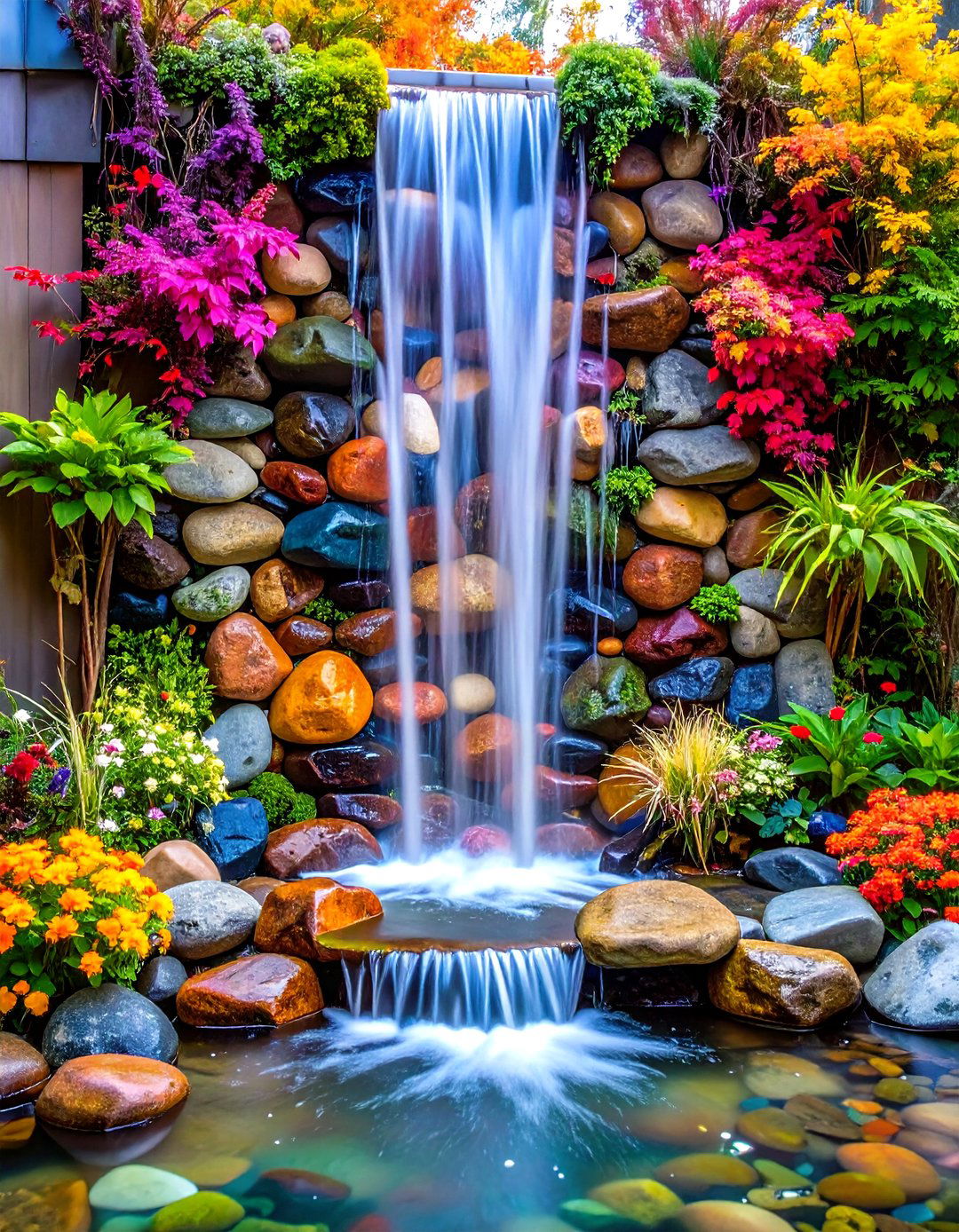 Wall Mounted Pebble Waterfall Pond - 20 Small Pond Ideas With Waterfalls