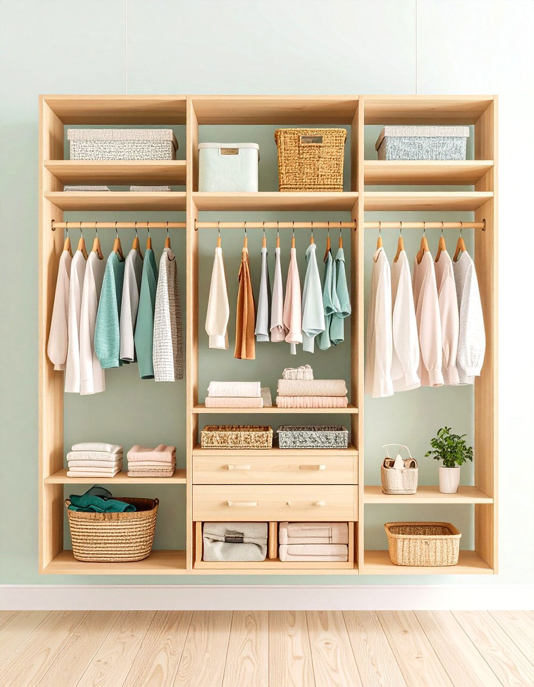 Wall Mounted Peg Rail and Knit Loops - 20 sweater storage ideas