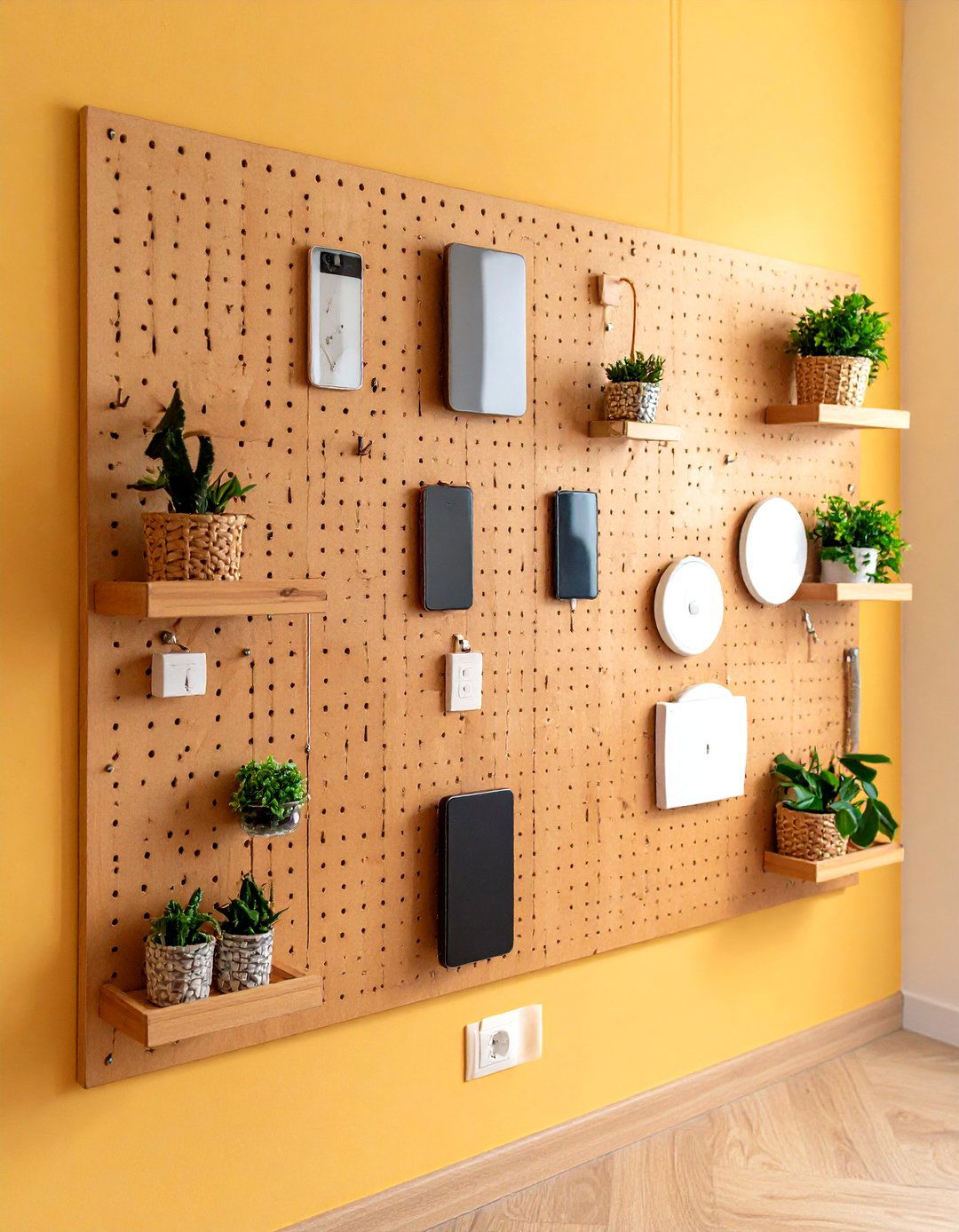 Wall Mounted Pegboard Charging Station - 20 charging station ideas
