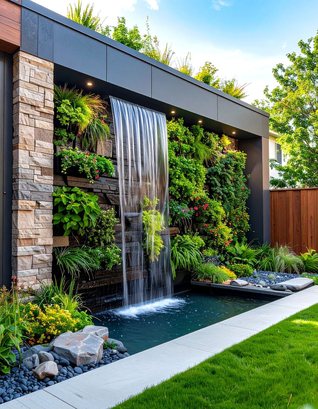 Wall Mounted Pondless Waterfall - 20 Pondless Waterfall Ideas