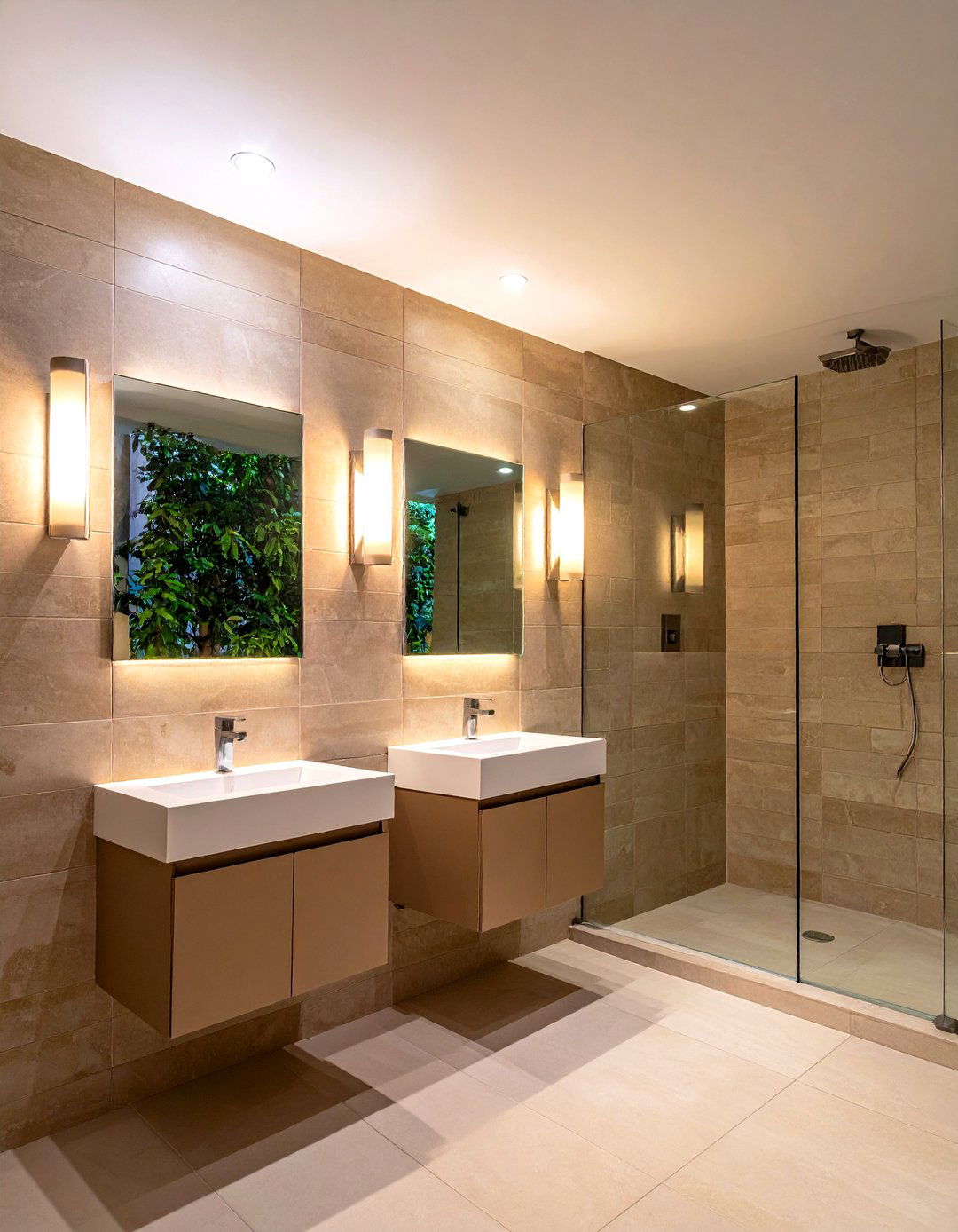 Wall Sconces Outside the Shower - 20 Shower Lighting Ideas