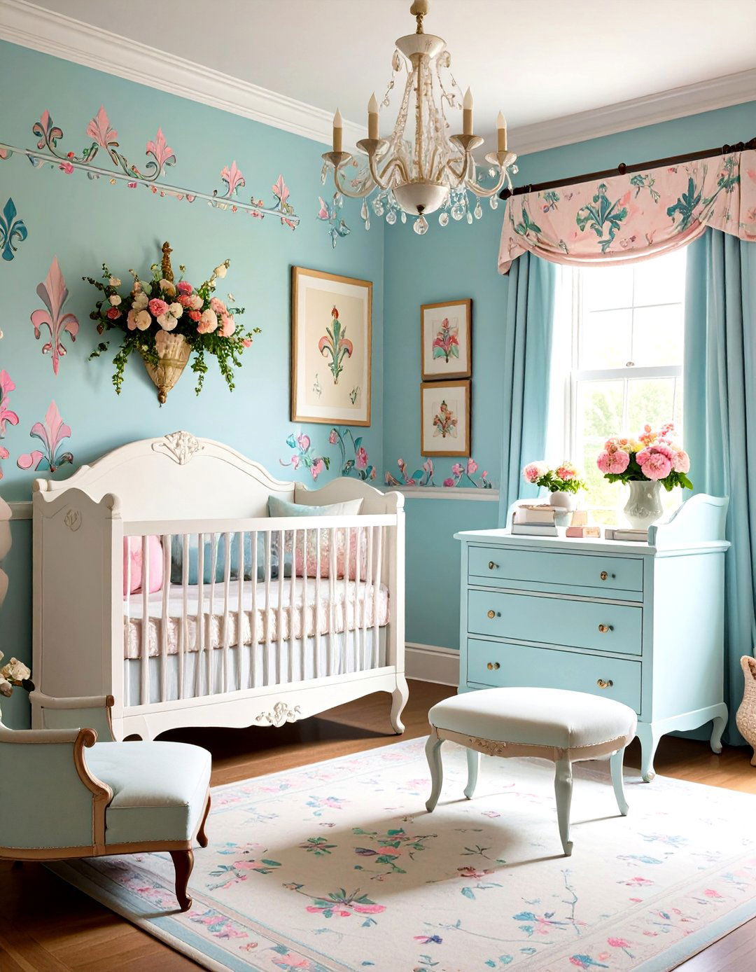 Wall Stenciling and Antique Furniture - 20 Vintage Nursery Ideas