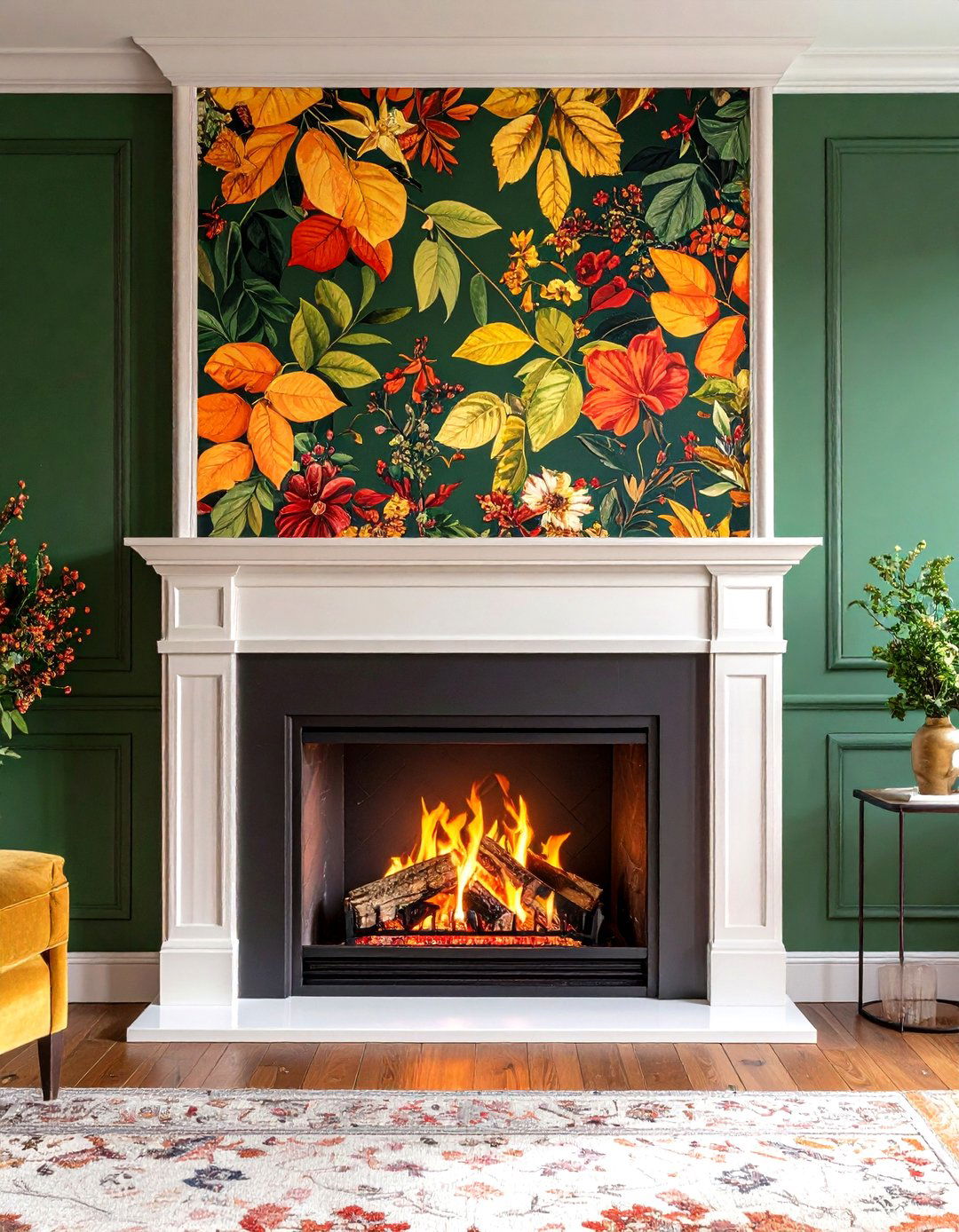 Wallpaper Accent Above Mantel - 20 Fireplace Wall Ideas