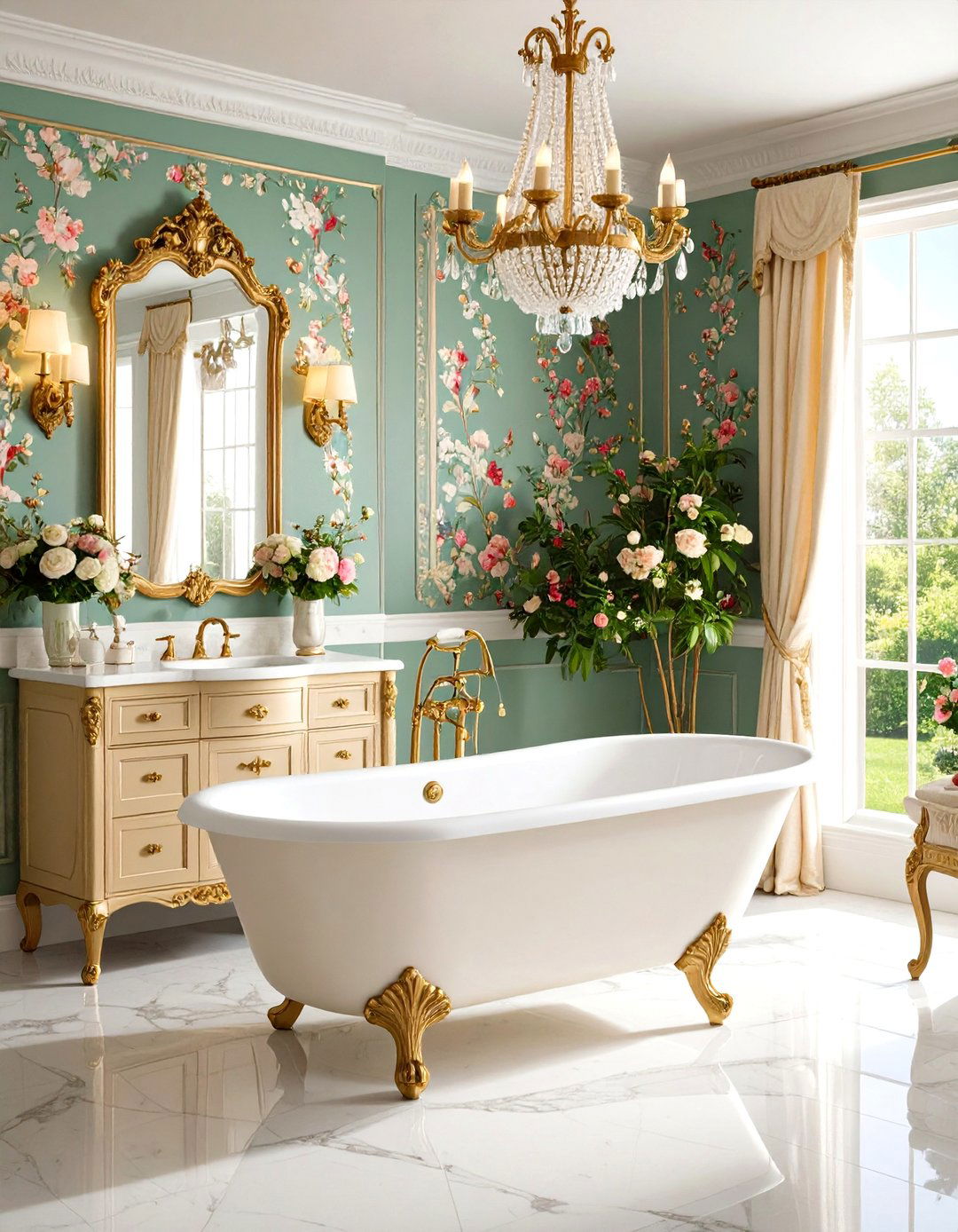 Wallpaper Accents - 20 Victorian Bathroom Ideas
