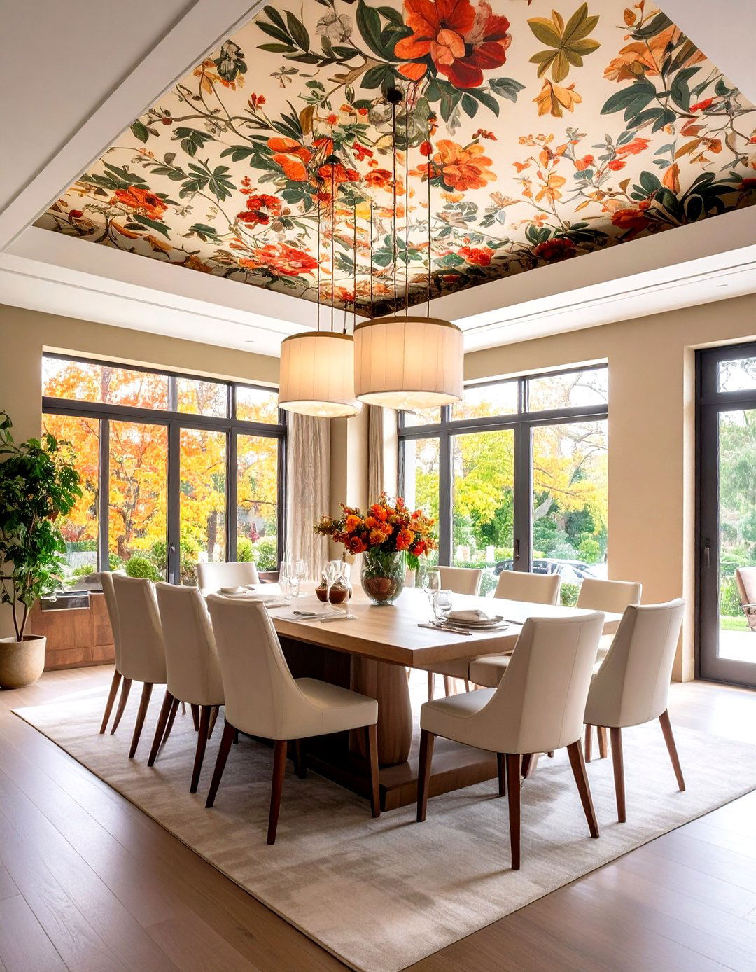 Wallpaper Lined Statement Tray Ceiling - 20 tray ceiling ideas
