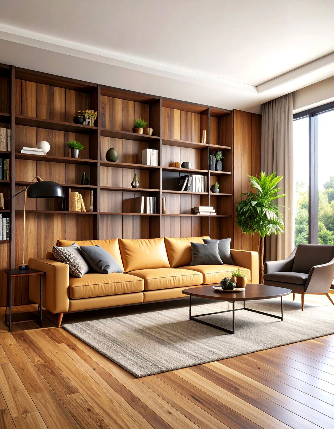 Walnut Midcentury Wood Accent Wall - 20 Tv Accent Wall Ideas