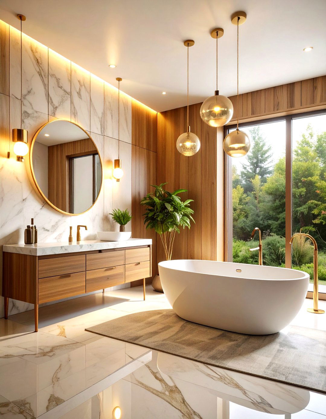 Walnut and Marble Mid Century Modern Bathroom - 20 Mid-century Modern Bathroom Ideas