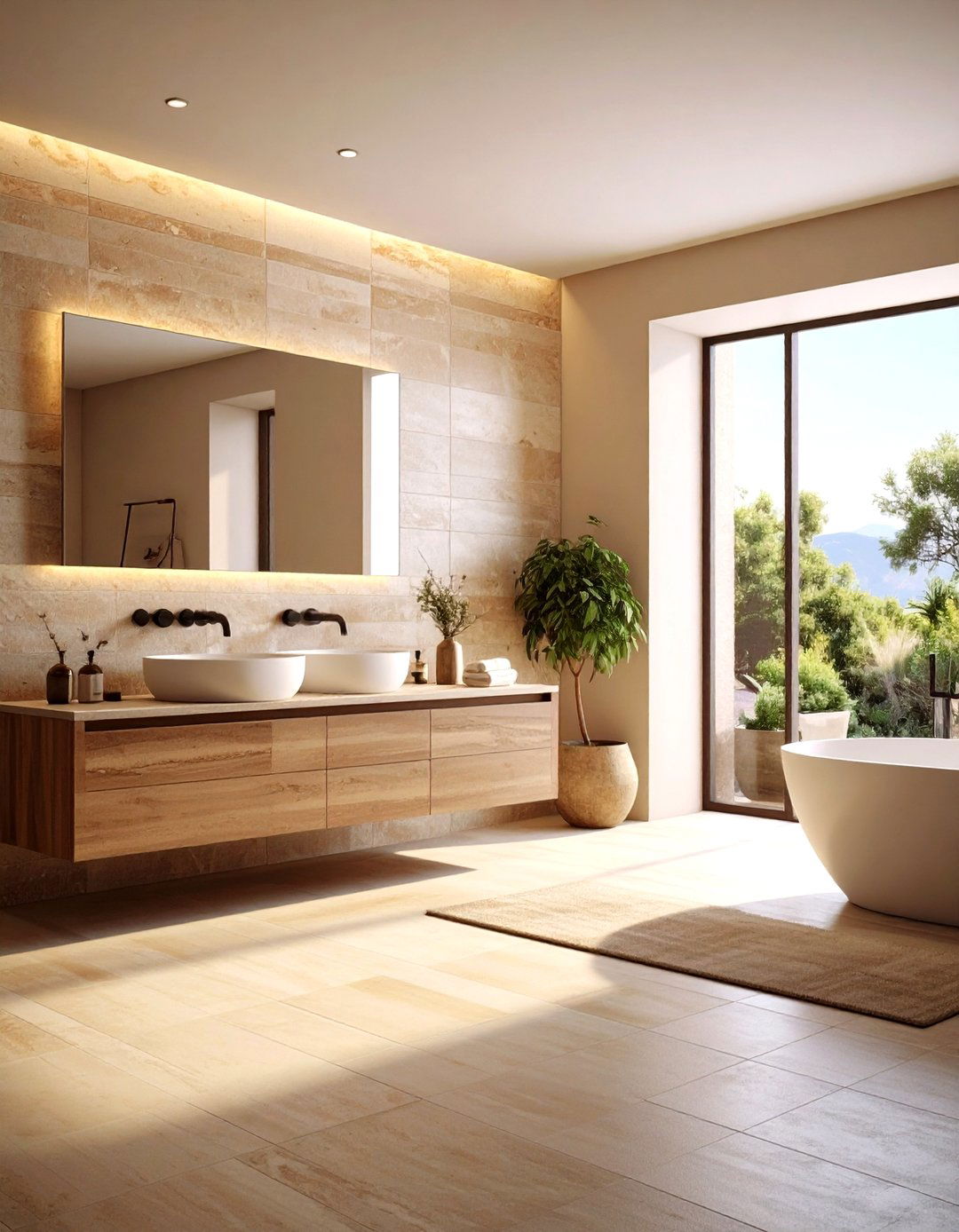 Warm Beige Travertine Combinations - 20 Travertine Tile Bathroom Ideas