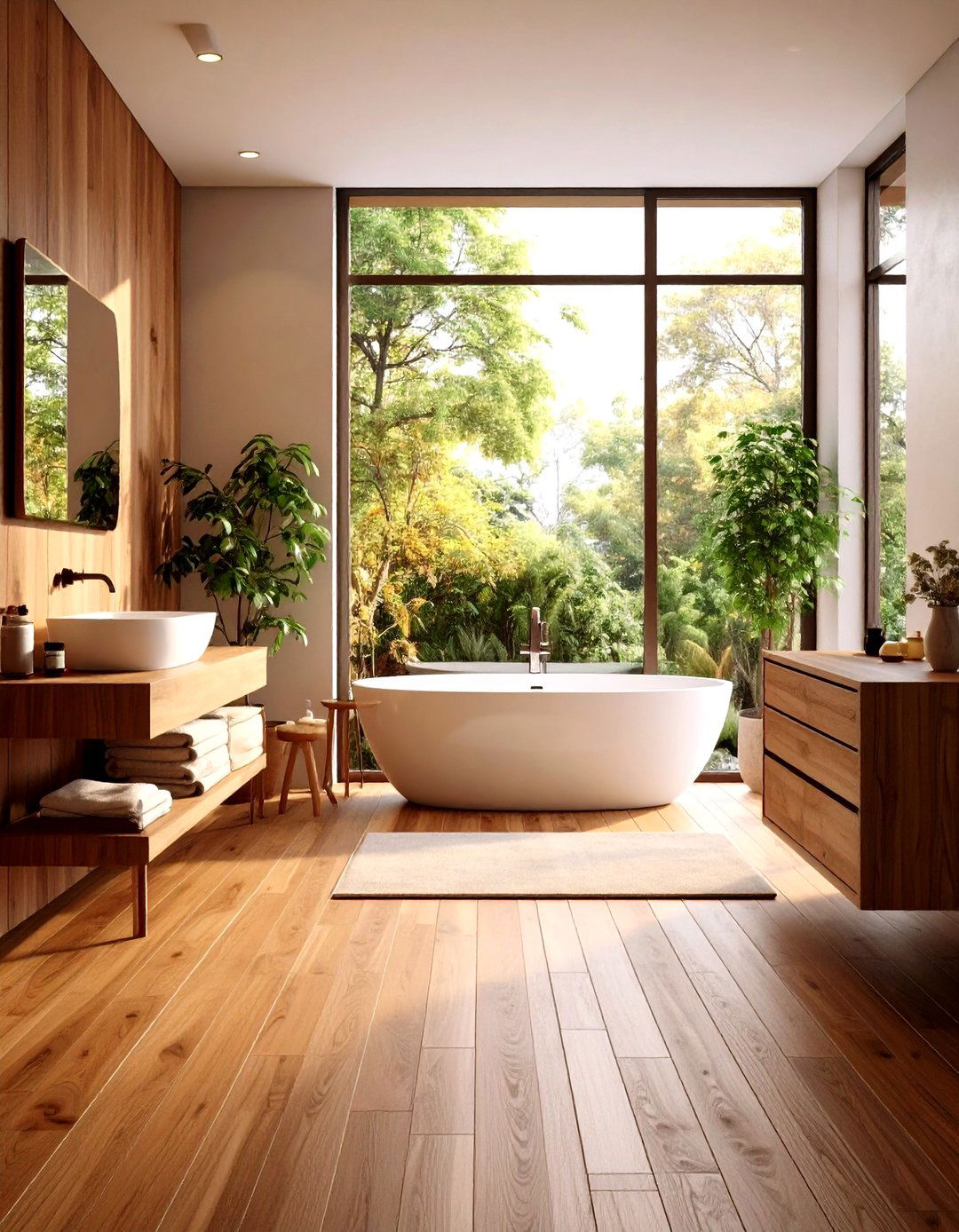 Warm Brown Wood Floors in Bathrooms - 20 Ideas for Wood Floors in Bathrooms