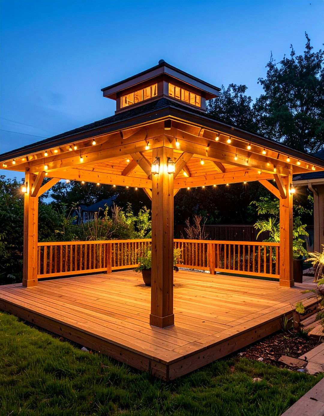 Warm Cedar Wood Gazebo Charm - 20 Gazebo on Deck Ideas
