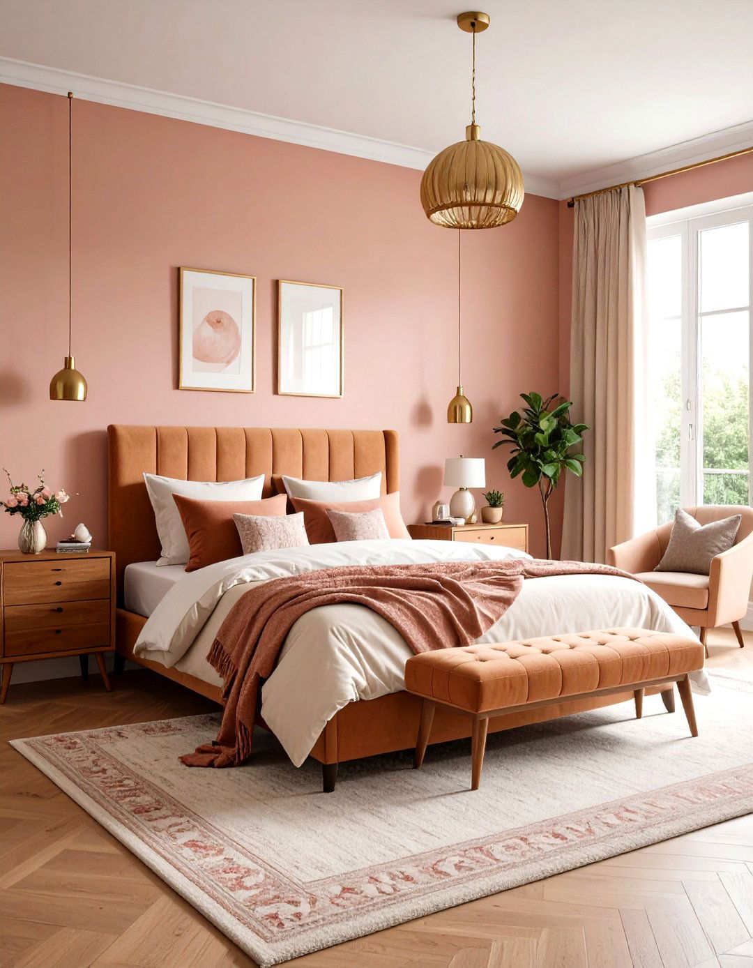 Warm Color Palette Bedroom with Blush Pink and Cinnamon Spice - 20 Warm Color Palettes for Every Room in the House