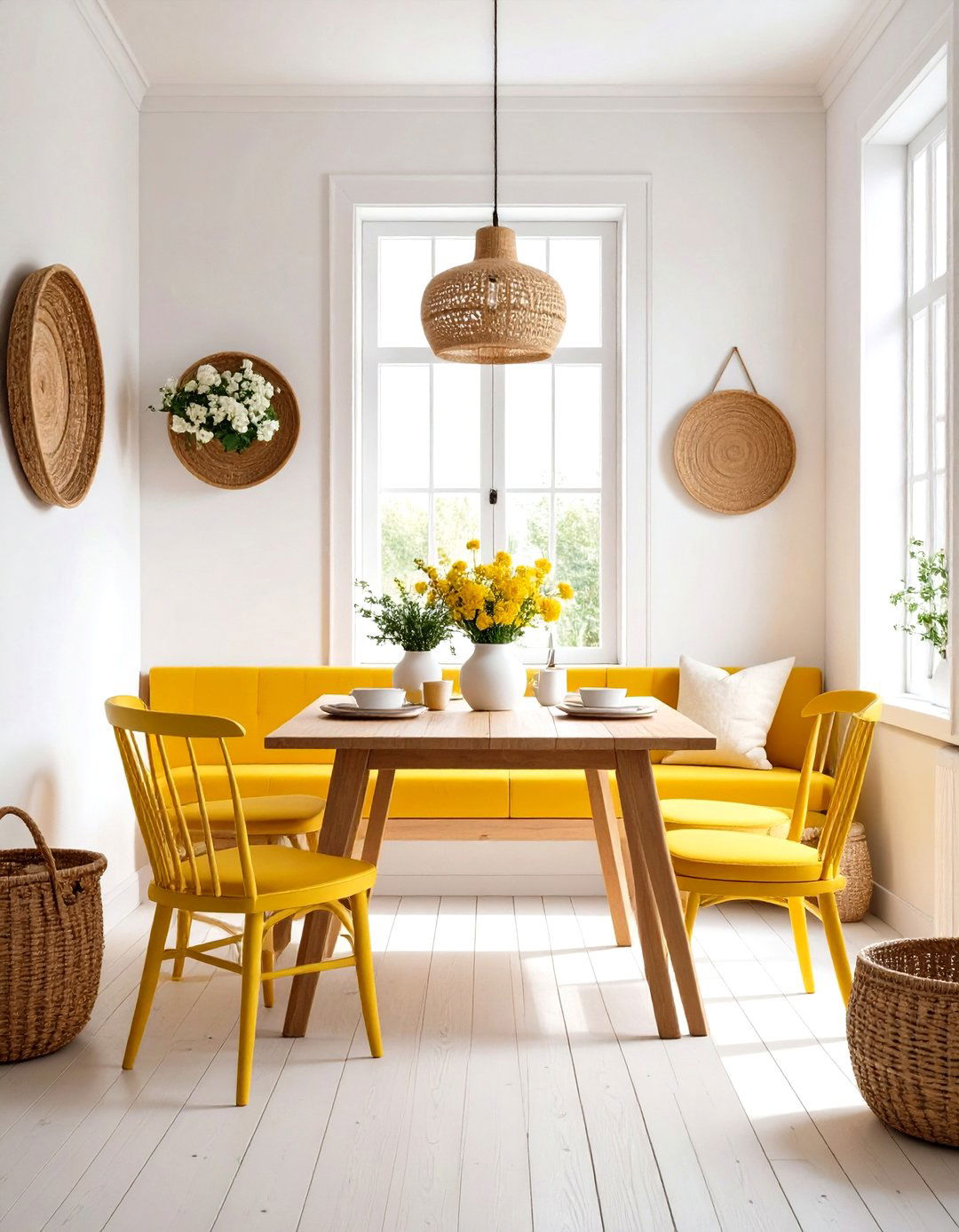 Warm Color Palette Breakfast Nook with Mustard Yellow and Warm White - 20 Warm Color Palettes for Every Room in the House