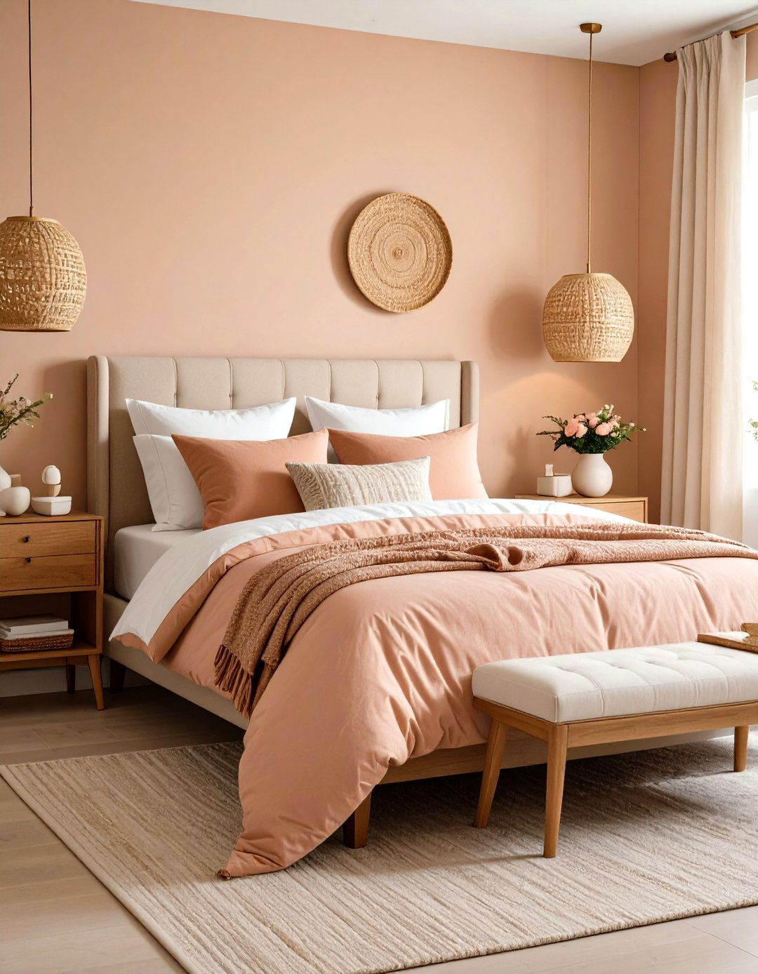 Warm Color Palette Guest Bedroom with Caramel and Dusty Rose - 20 Warm Color Palettes for Every Room in the House