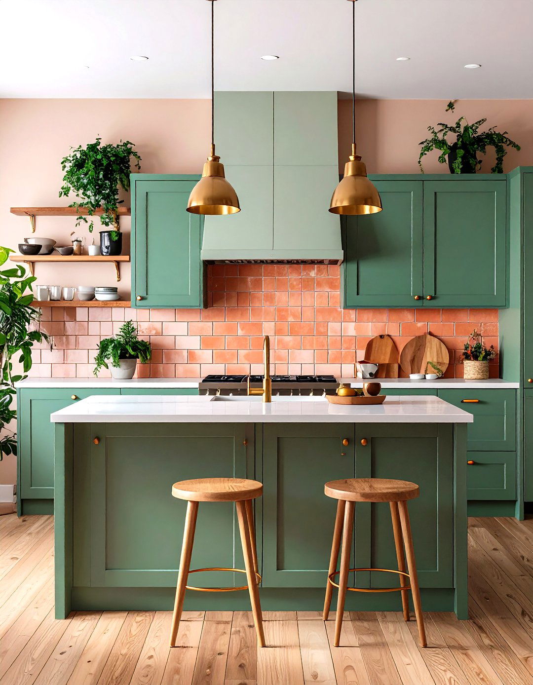 Warm Color Palette Kitchen with Terracotta and Sage Green Fusion - 20 Warm Color Palettes for Every Room in the House