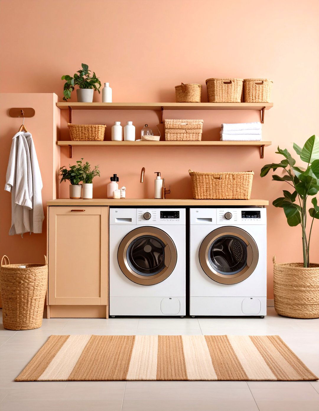 Warm Color Palette Laundry Room with Peach and Cream - 20 Warm Color Palettes for Every Room in the House