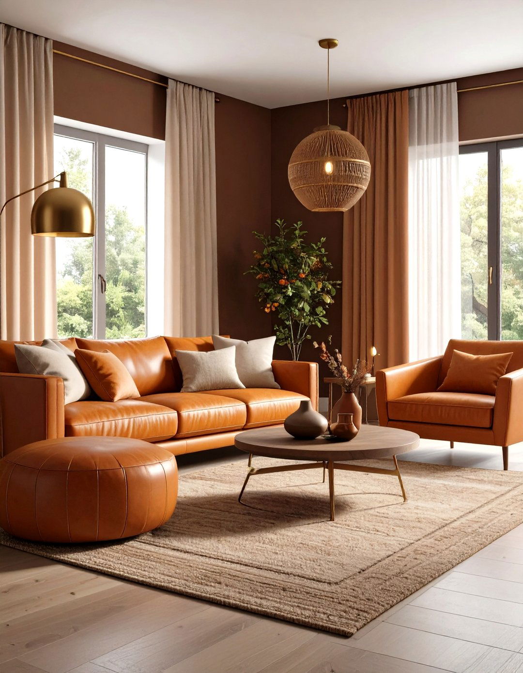 Warm Color Palette Living Room with Chocolate and Caramel Harmony - 20 Warm Color Palettes for Every Room in the House