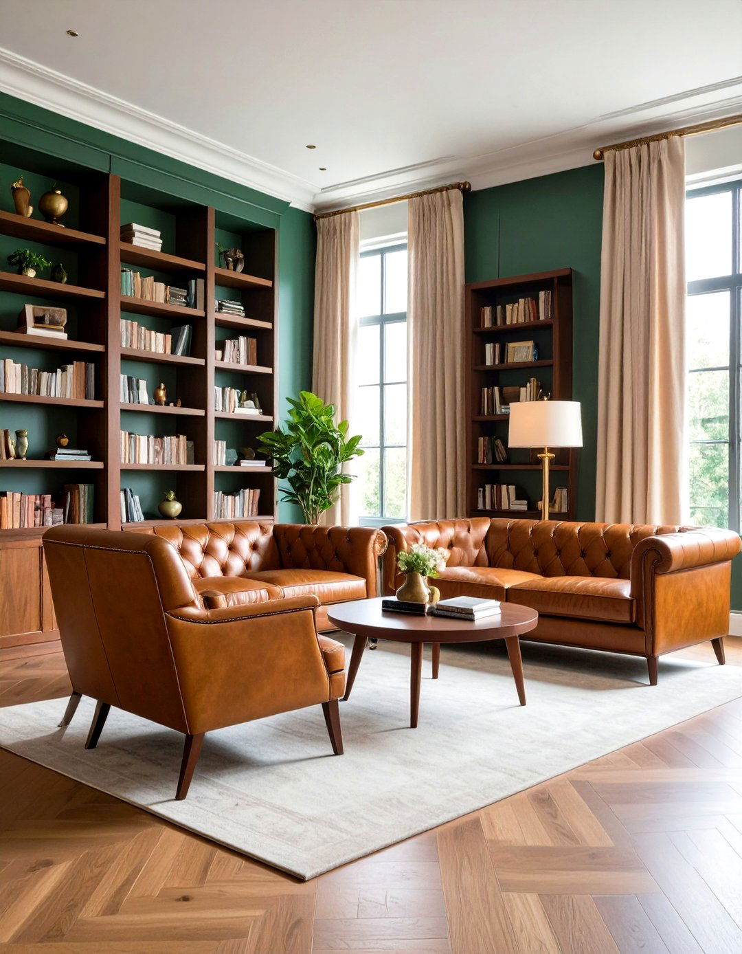 Warm Color Palette Study with Cognac Brown and Sage Green - 20 Warm Color Palettes for Every Room in the House