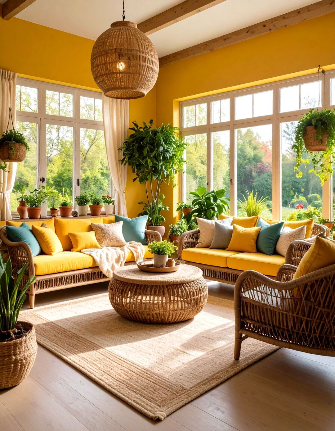 Warm Color Palette Sunroom with Golden Yellow and Warm Gray - 20 Warm Color Palettes for Every Room in the House