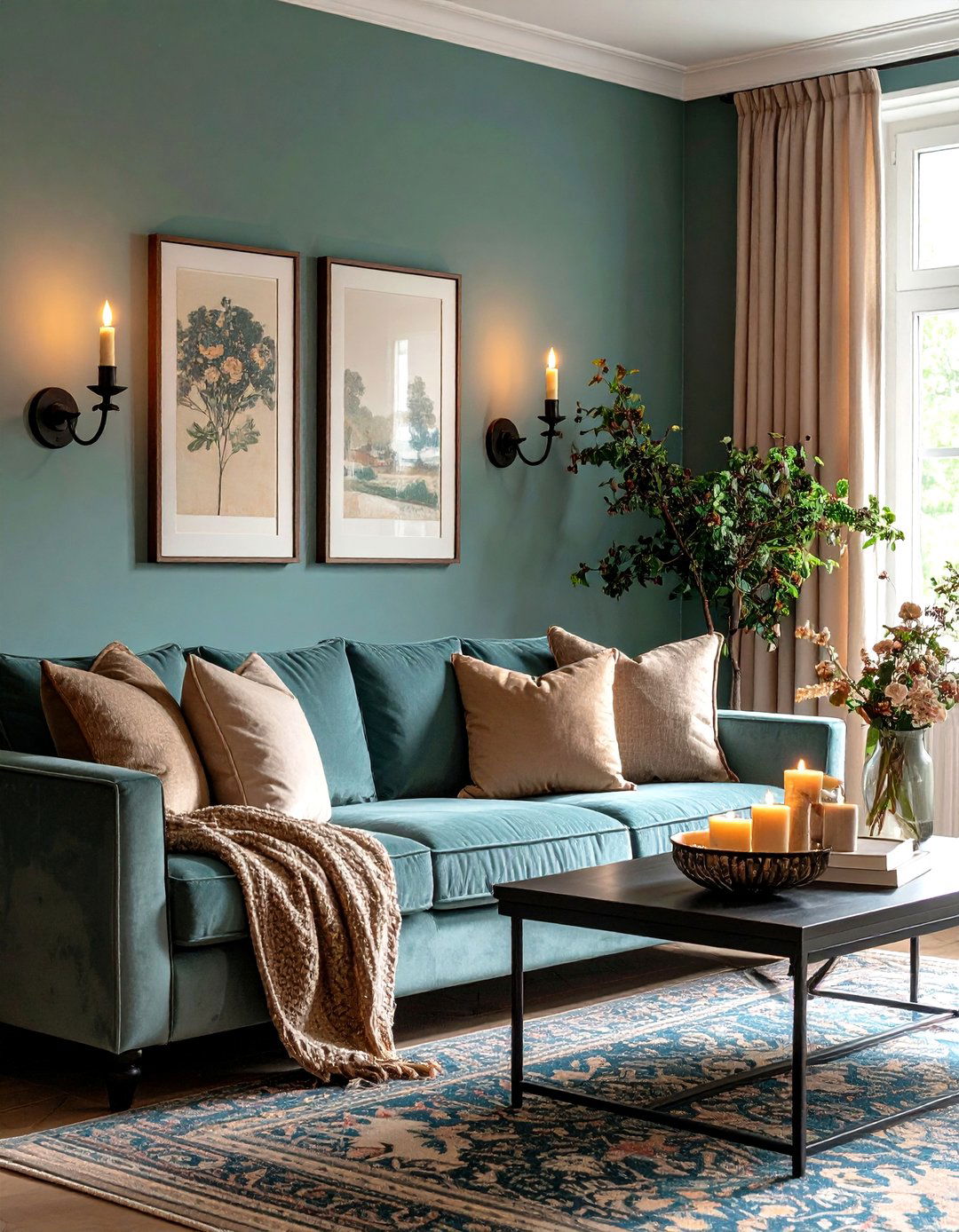 Warm Corners with Wrought Iron Wall Sconces - 20 French Country Living Room Ideas