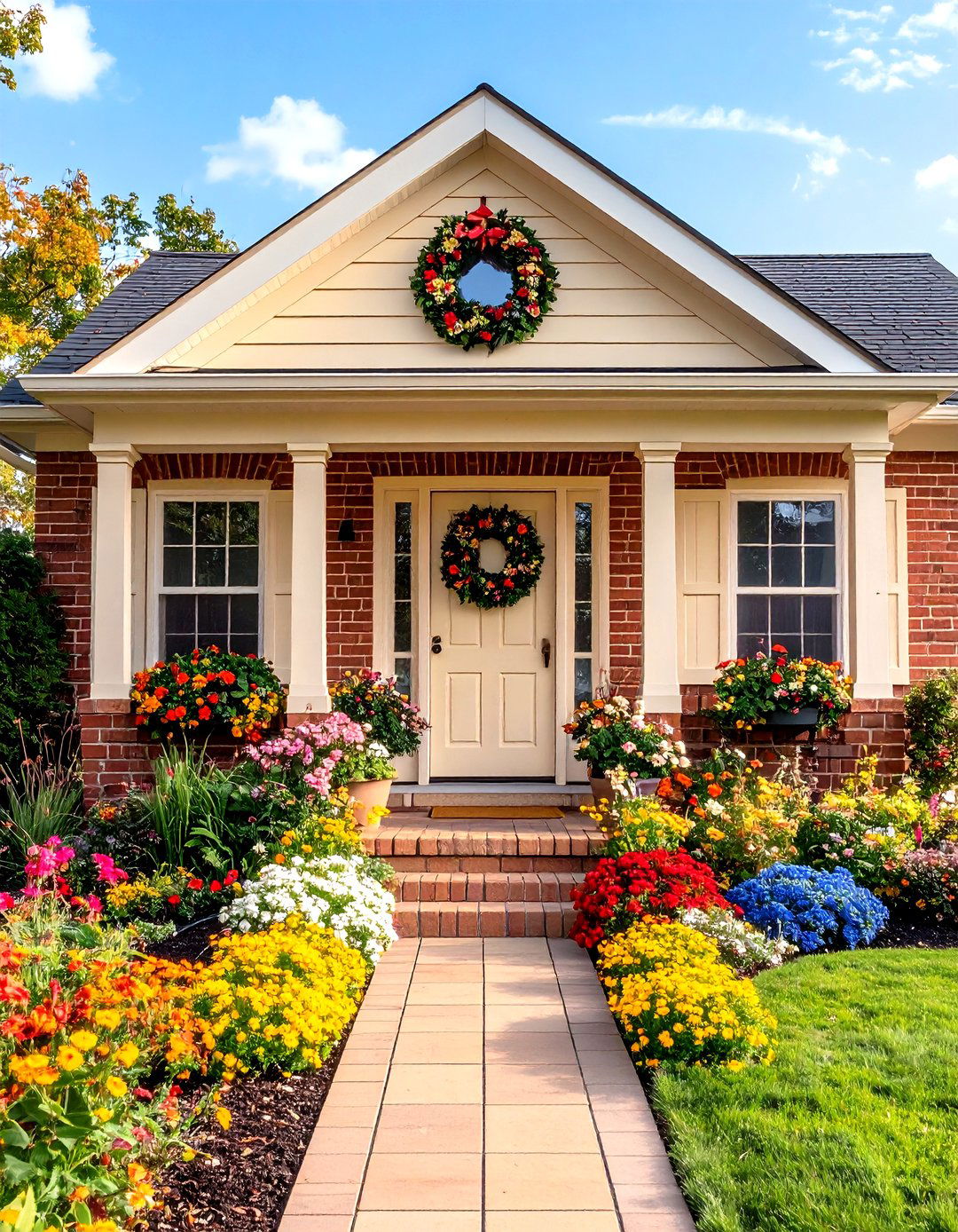 Warm Cream Brick for Cottage Charm - 20 Exterior Brick Paint Color Ideas