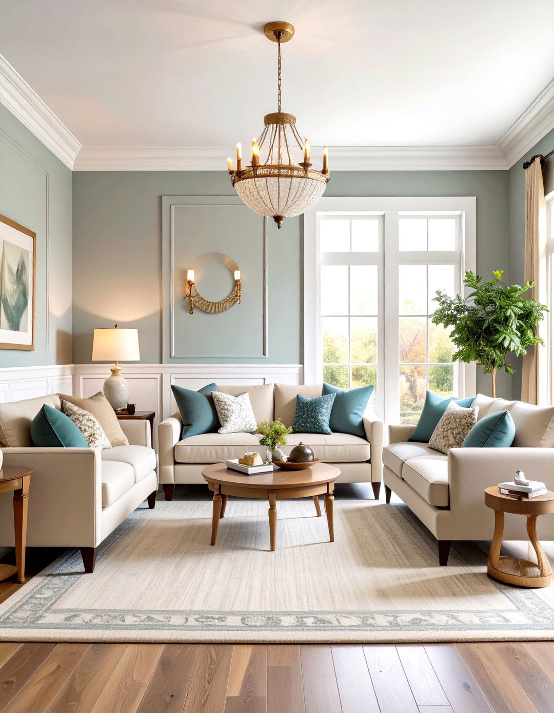 Warm Greige Paint Softens a Grey and White Living Room - 20 Grey and White Living Room Ideas