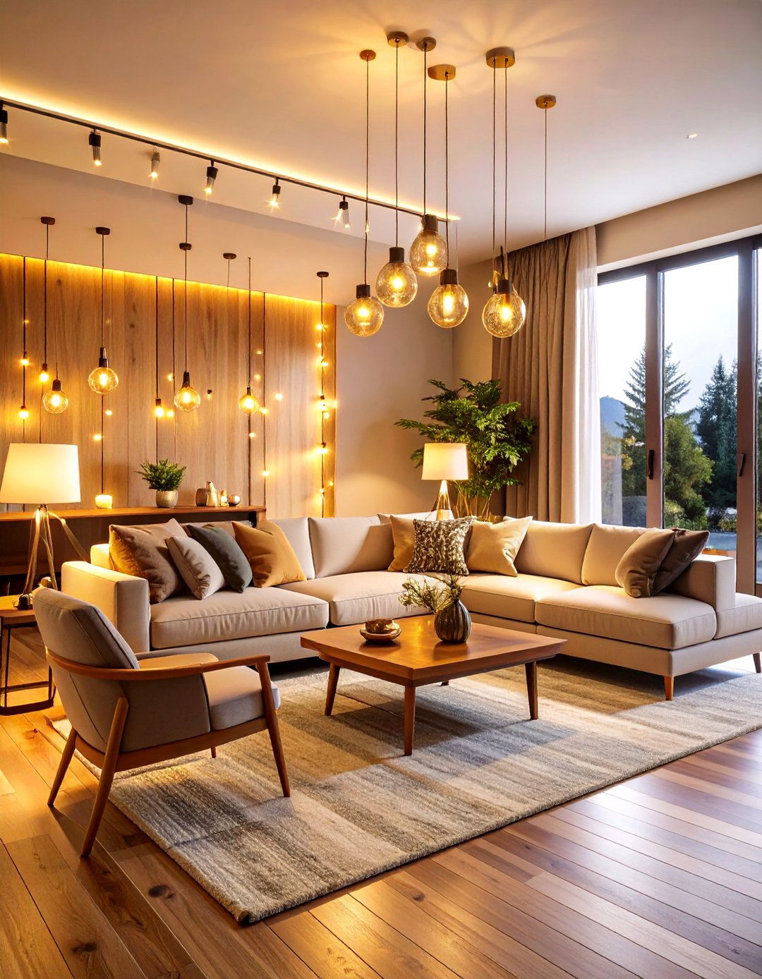 Warm Lighting Ambiance Condo Living Room Atmosphere - 20 Condo Living Room Ideas