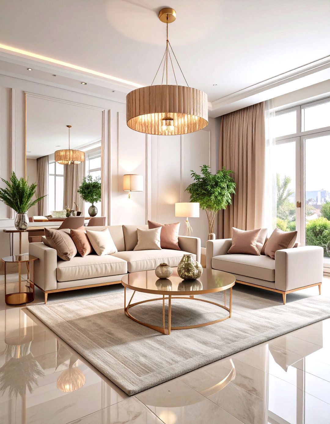 Warm Metallic Accent Highlights - 20 Budget Apartment Living Room Ideas