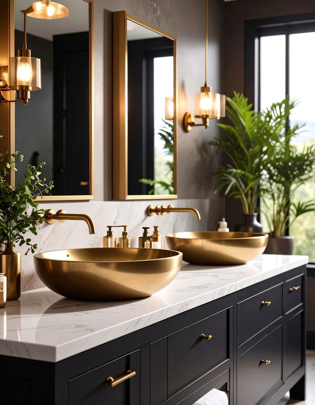 Warm Metallic Finishes - 20 Tuscan Bathroom Ideas