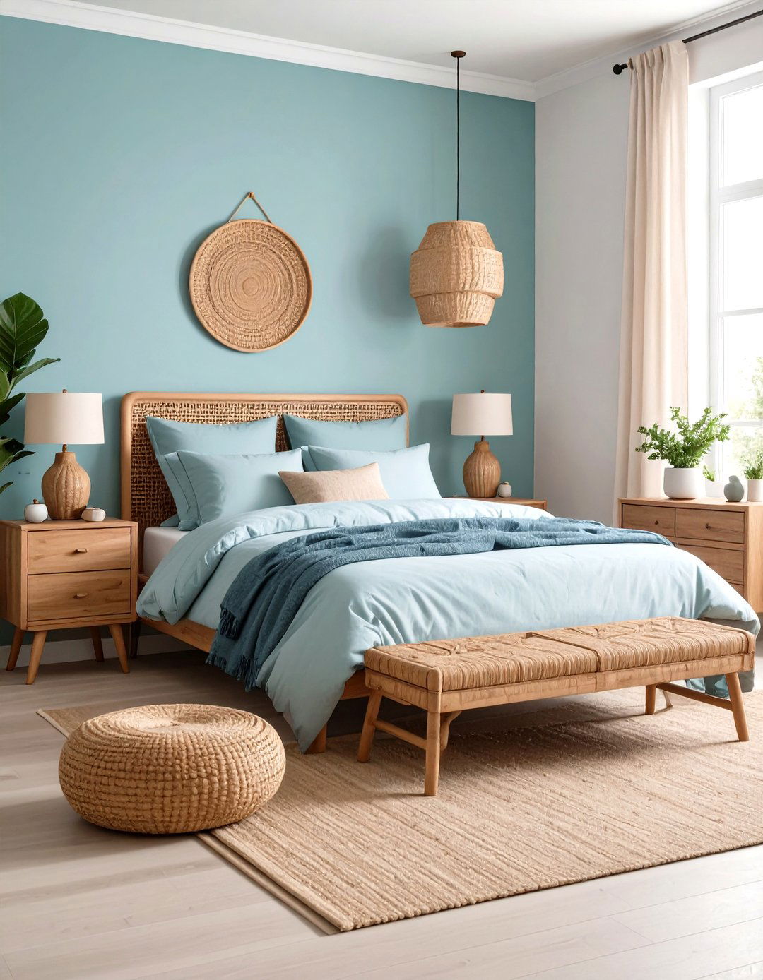 Warm Natural Wood Balancing Act - 20 Duck Egg Blue Bedroom Ideas