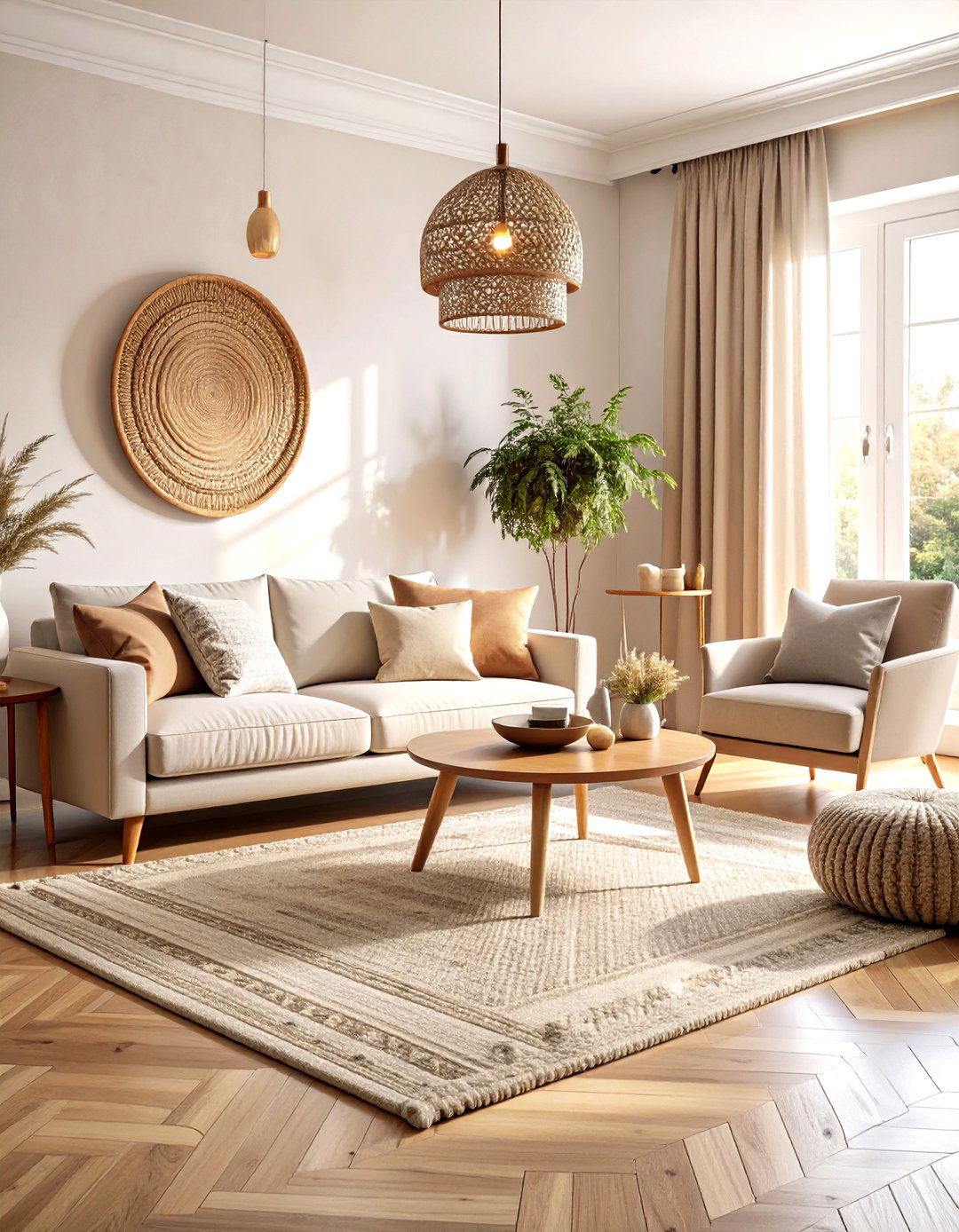 Warm Neutral Palette Envelops the Living Room - 20 Cozy Living Room Ideas