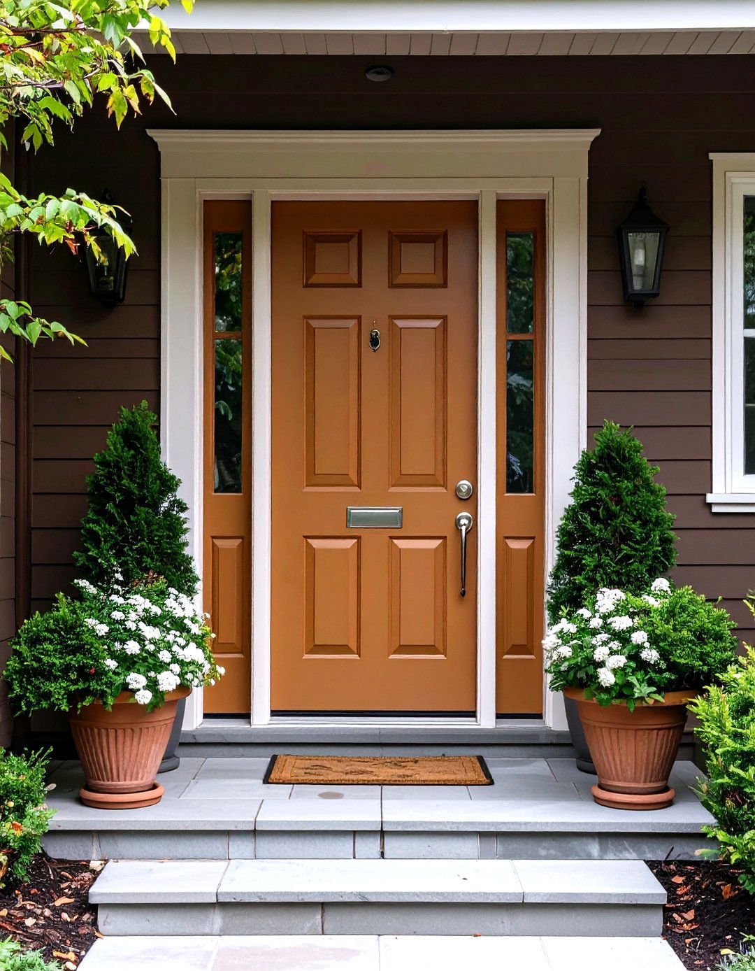 Warm Taupe Front Door Creating Balance - 20 Front Door Color Ideas