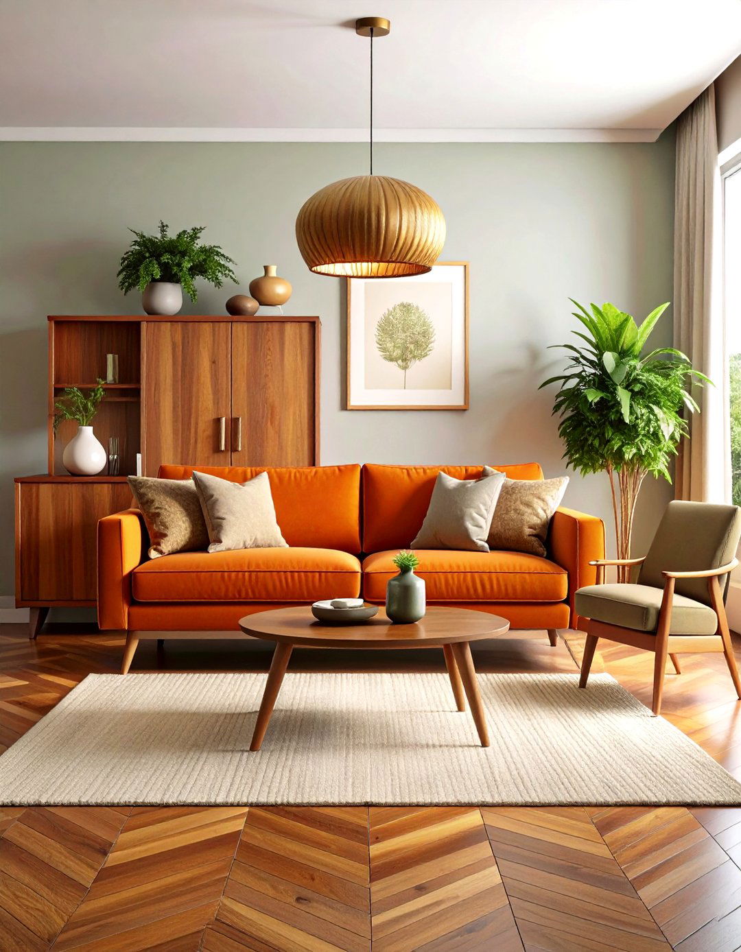 Warm Teak and Burnt Orange Mid Century Modern Living Room - 20 Mid-Century Modern Living Room Ideas
