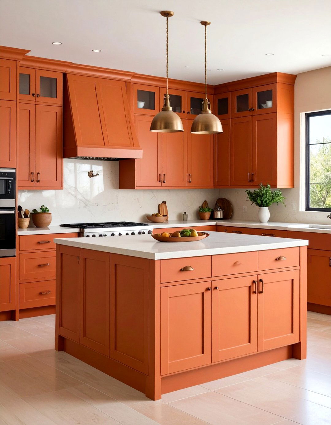 Warm Terracotta Kitchen Island - 20 Kitchen Island Color Ideas