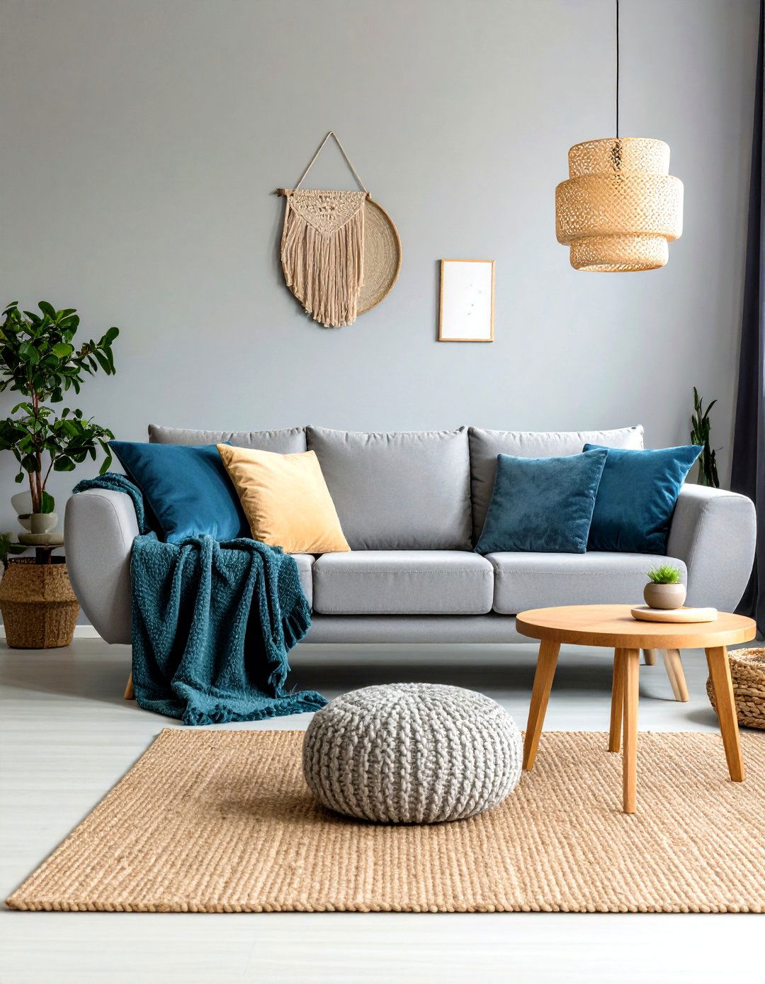 Warm Textiles to Soften a Grey Living Rooms Dark Wood Contrast - 20 Grey Living Room With Dark Wood Floors