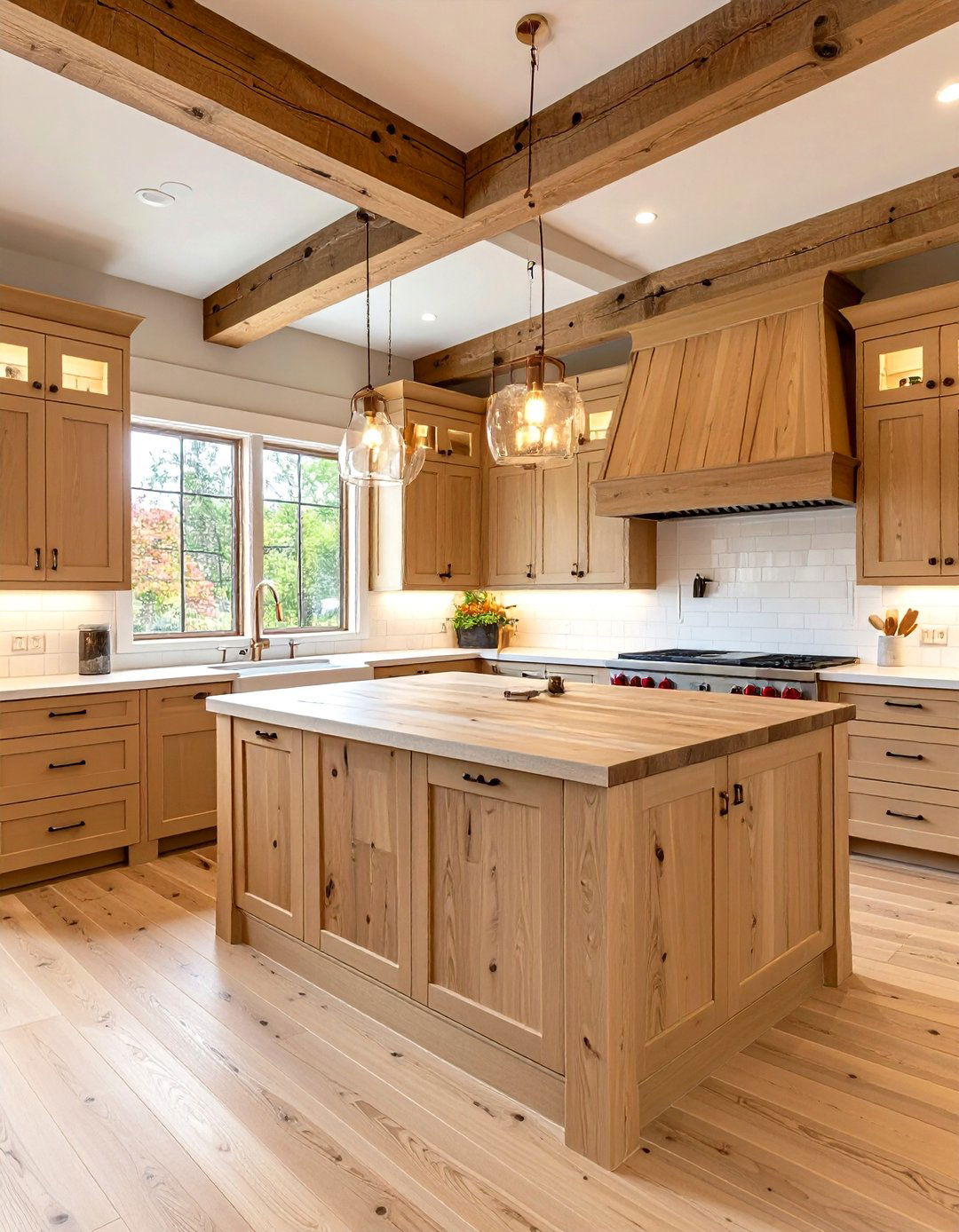 Warm Toned Beige Kitchen Cabinets with Wood Counters - 20 Kitchens With Beige Kitchen Cabinets