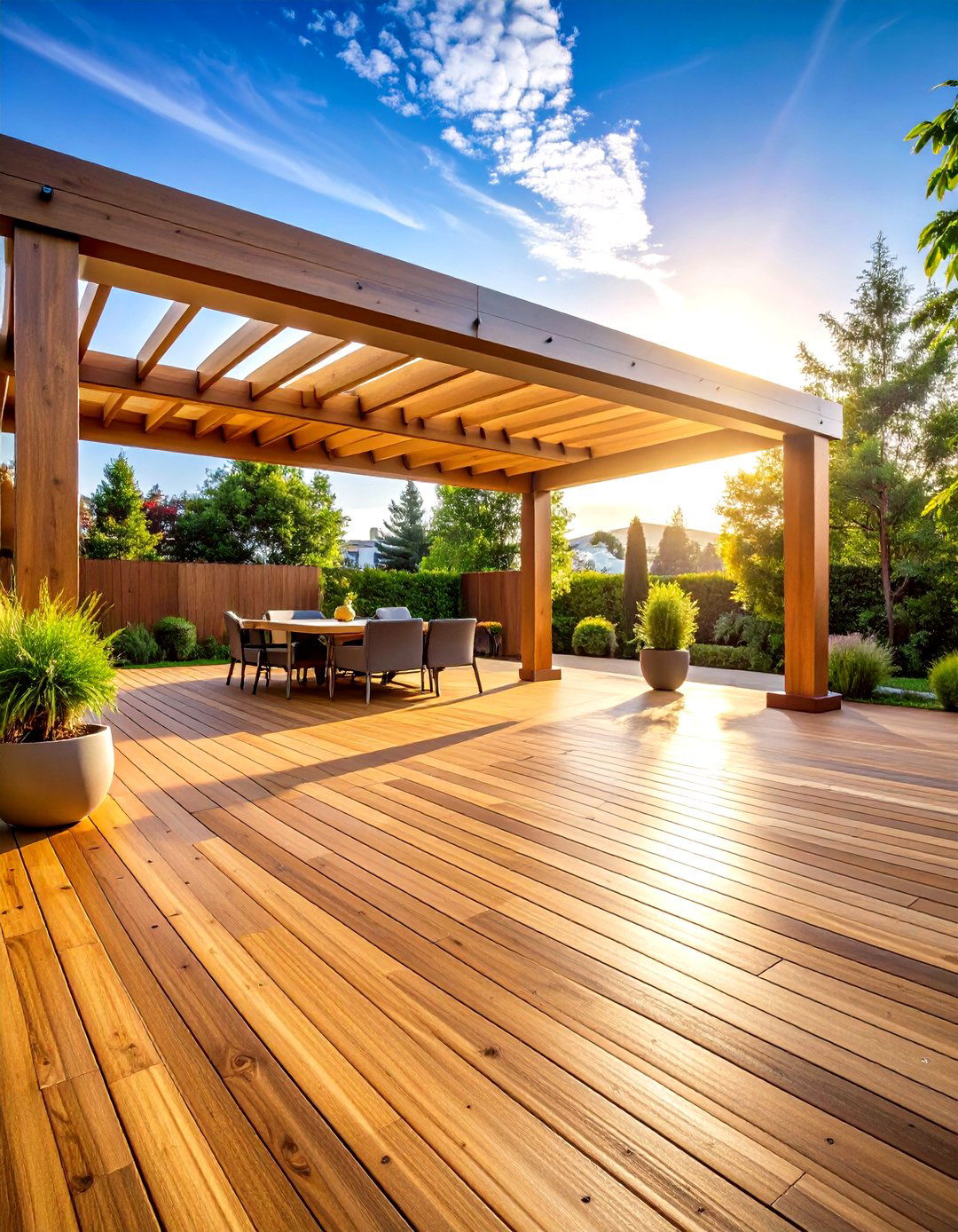 Warm Toned Composite Deck Pergola Flooring - 20 Pergola Flooring Ideas