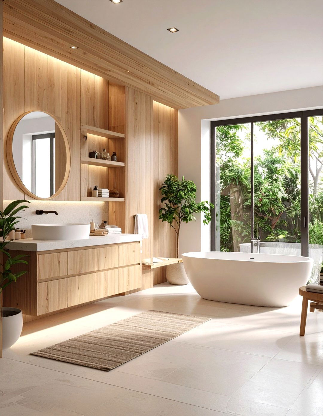 Warm Wood Minimalist Bathroom Retreat - 20 Minimalist Bathroom Ideas