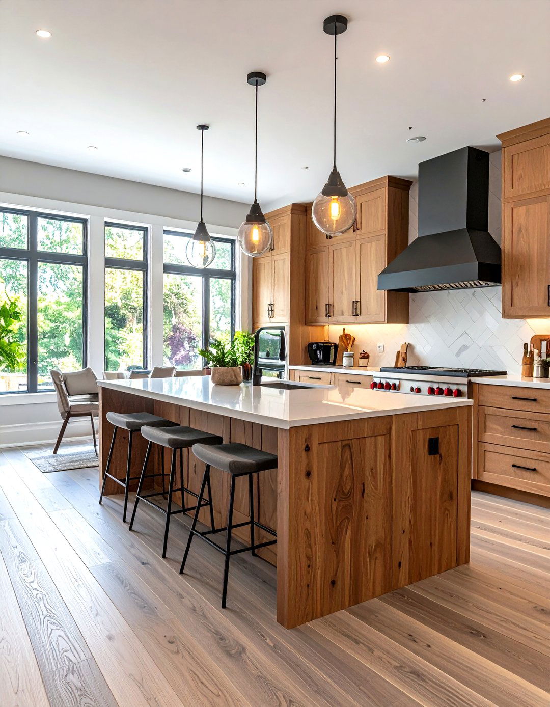 Warm Wood Tone Kitchens With Grey Floors - 20 Kitchens With Grey Floors