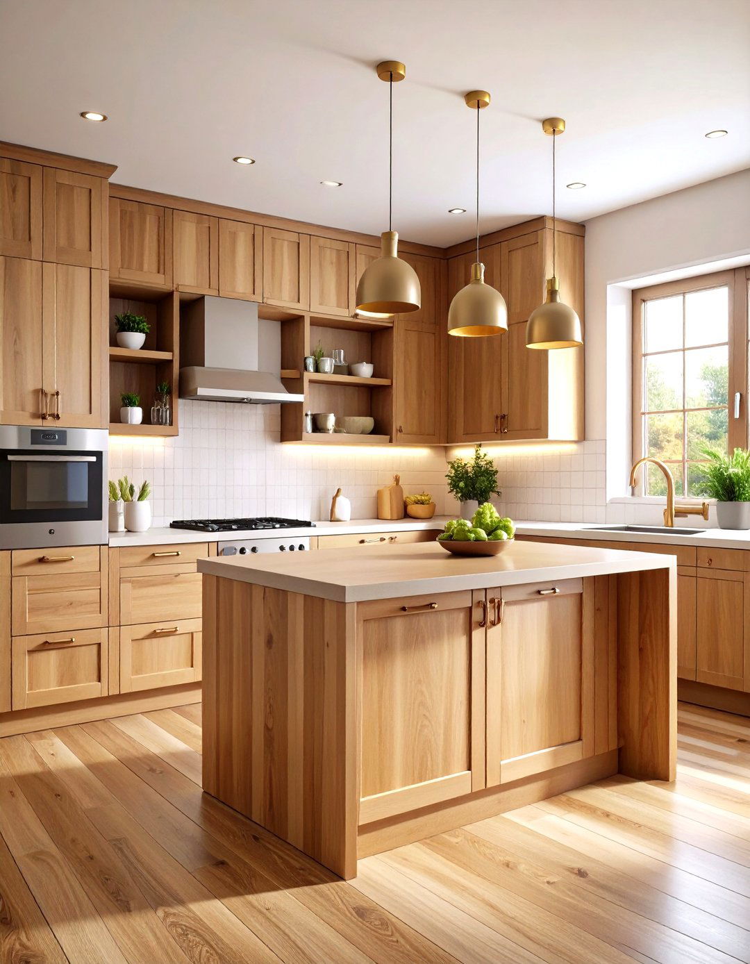 Warm Wood Tone One Wall Kitchen - 20 One Wall Kitchen Ideas