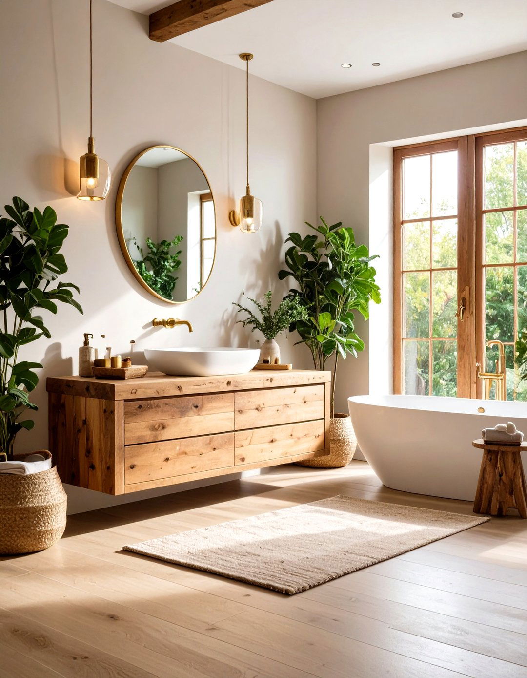 Warm Wood Vanity with Natural Grain - 20 Cozy Bathroom Ideas
