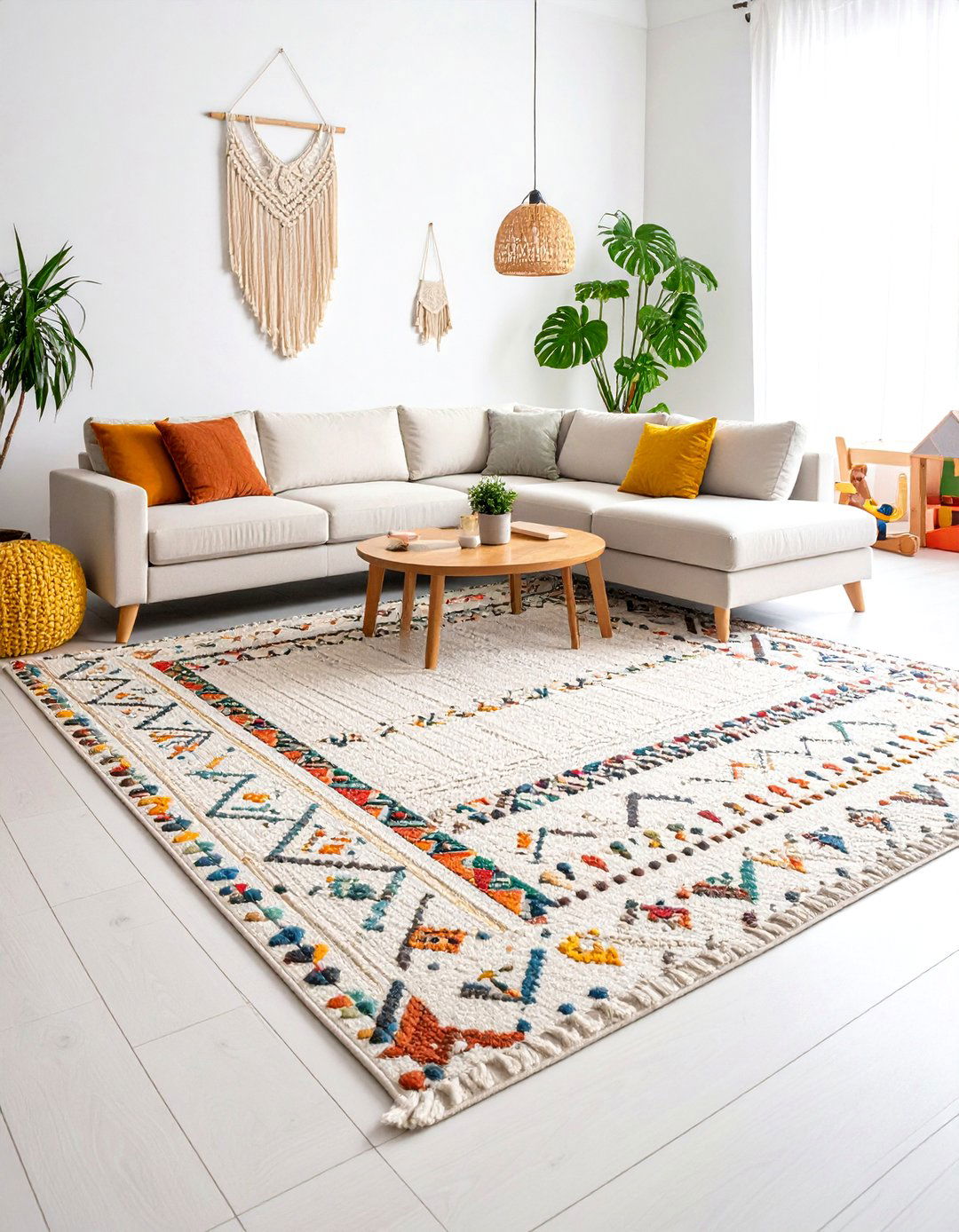 Washable Machine Safe Boho Rug - 20 Boho Rug Ideas