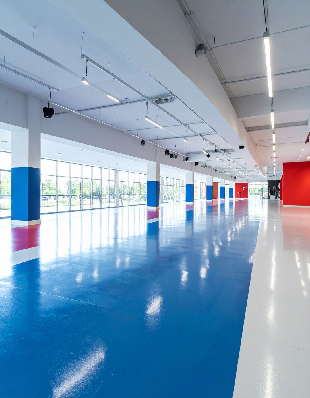 Water Based Stained Concrete Floors with Vibrant Colors - 20 Concrete Floor Design Ideas