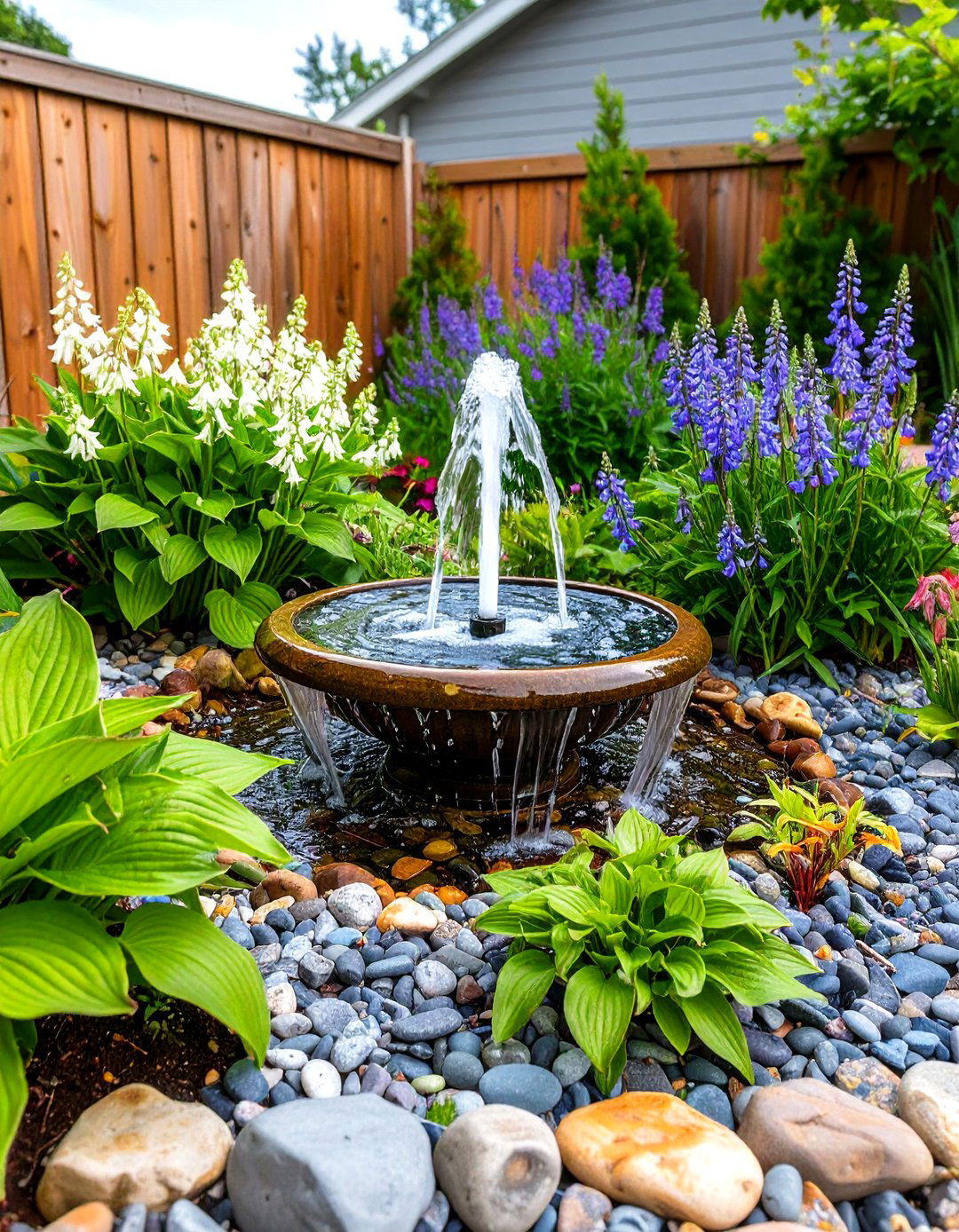 Water Feature Accent - 20 Under Deck Landscaping Ideas