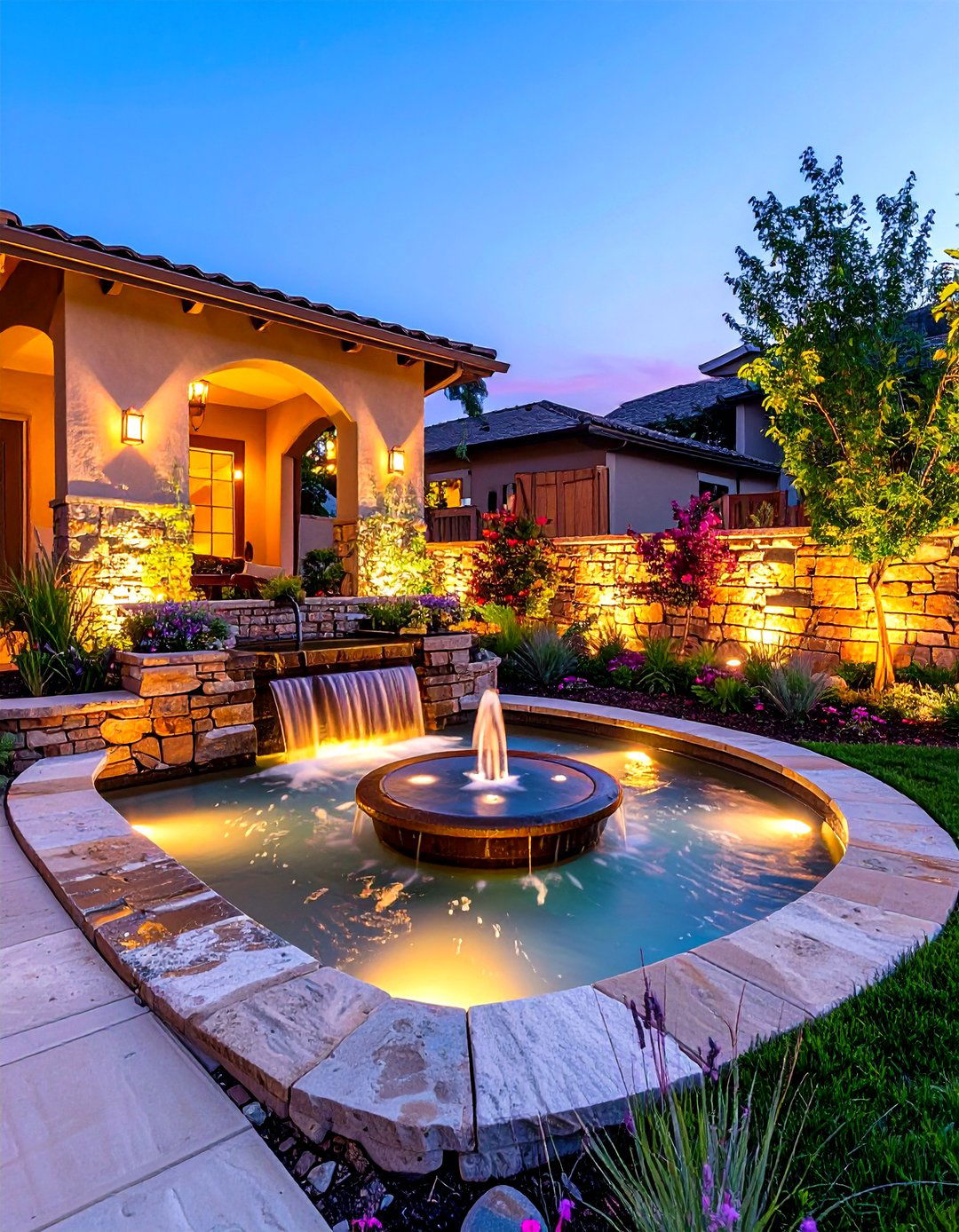 Water Feature Accents - 20 Sunken Patio Ideas