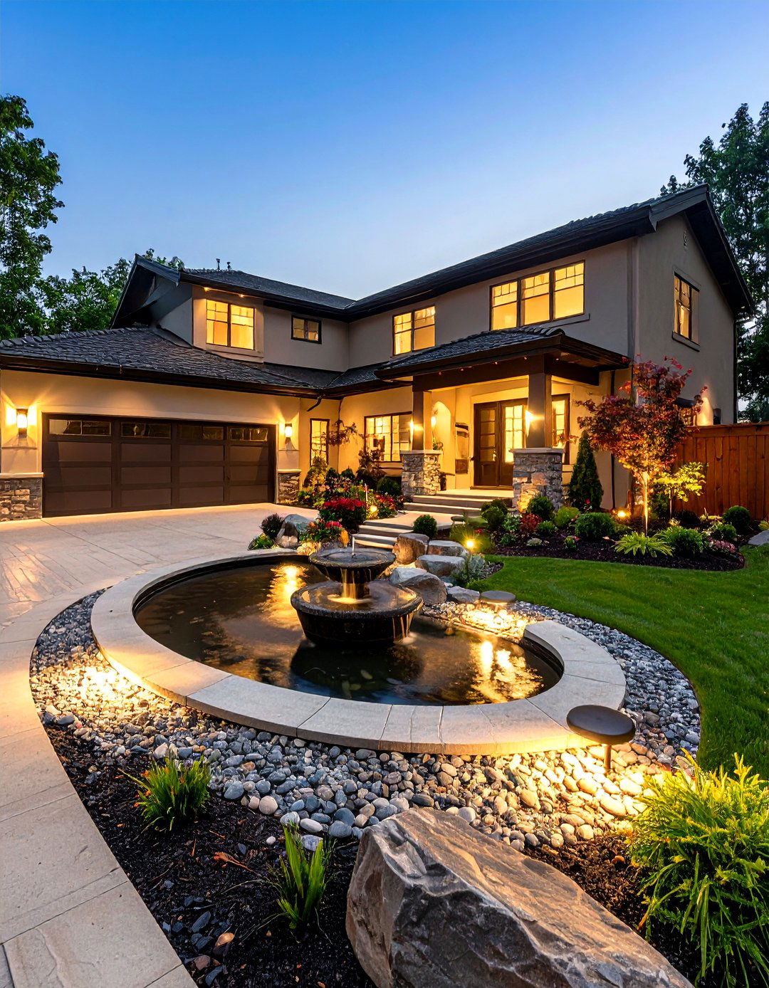 Water Feature Entry Gravel Driveway - 20 Gravel Driveway Ideas