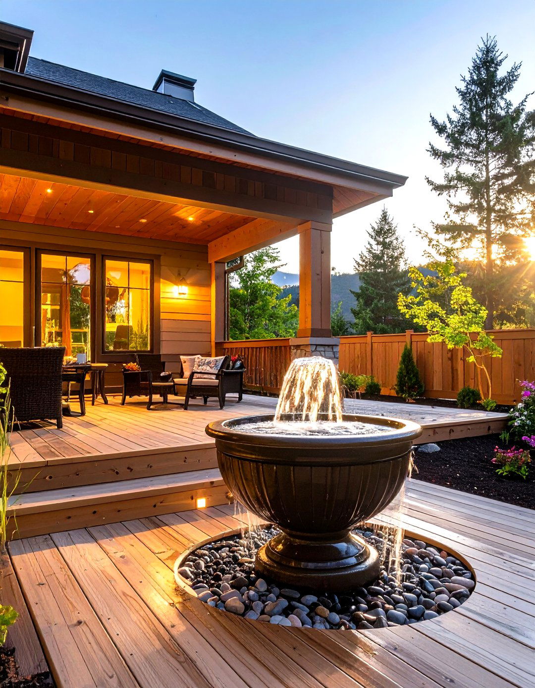 Water Feature Front Porch Deck Serenity - 20 Front Porch Deck Ideas